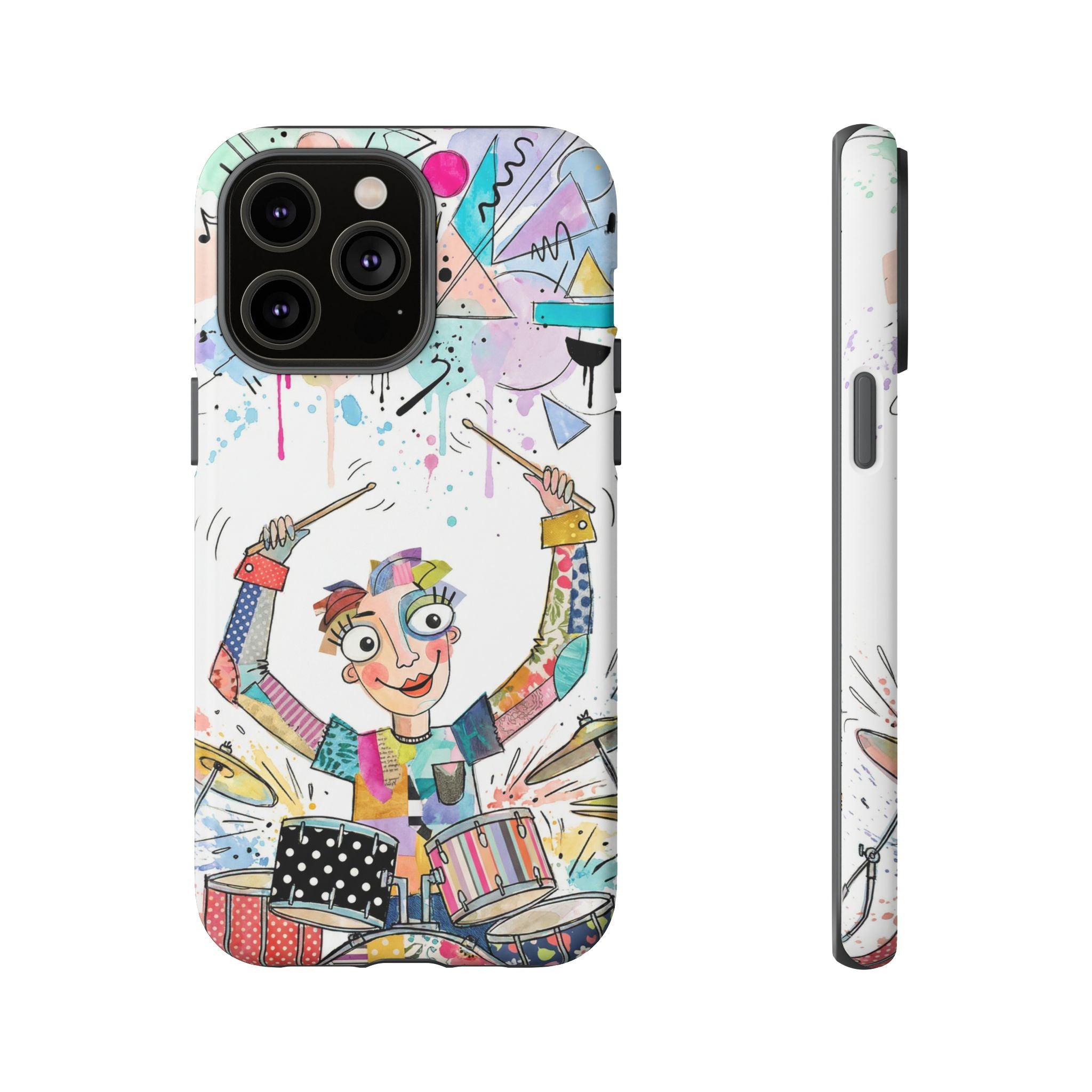 Drummer Boy iPhone Case | Colorful Cartoon Drum Kit Protective Cover