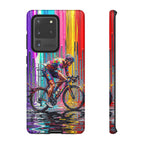 Cyclist Art Samsung Galaxy Phone Case | Colourful Drip Painting Tough Cases