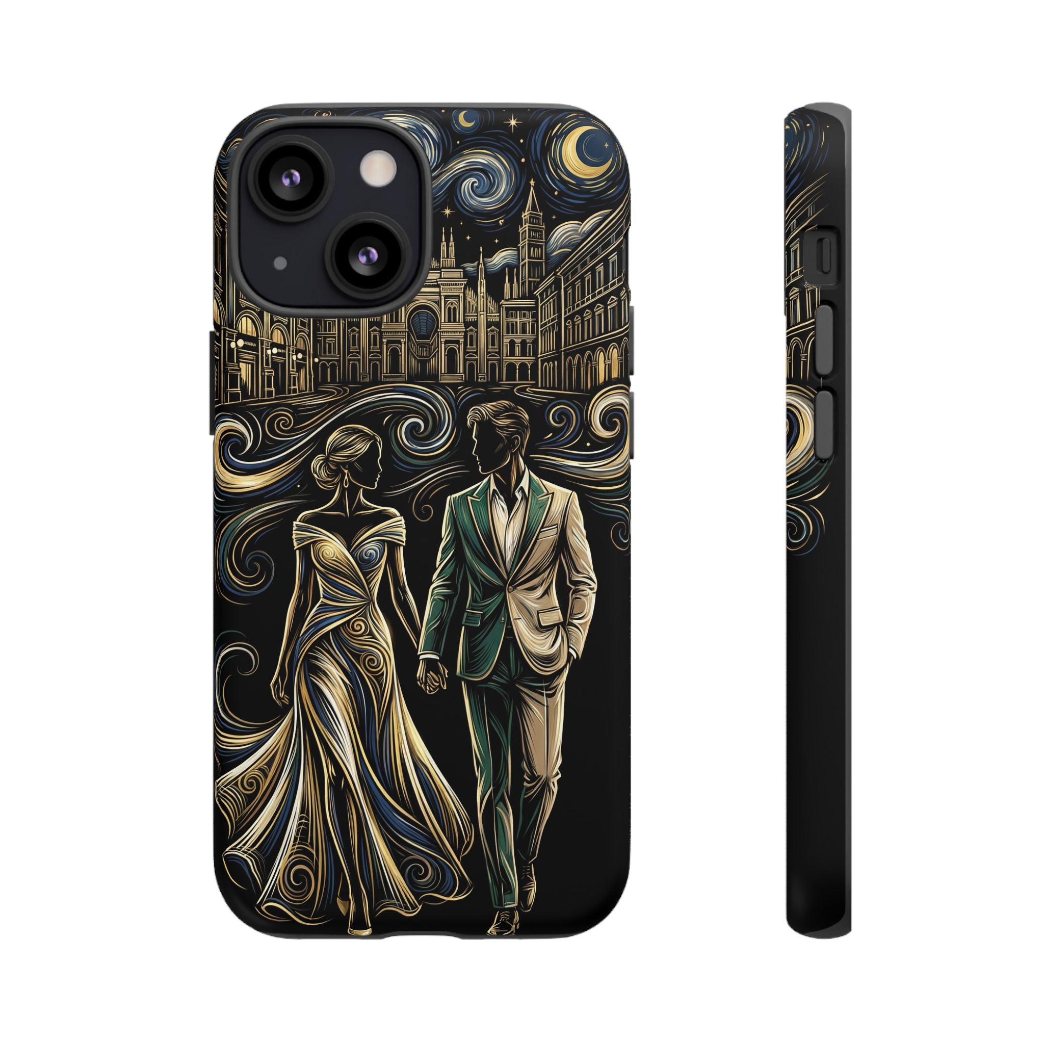 Romantic Night Walk iPhone Case | Elegant Couple Art