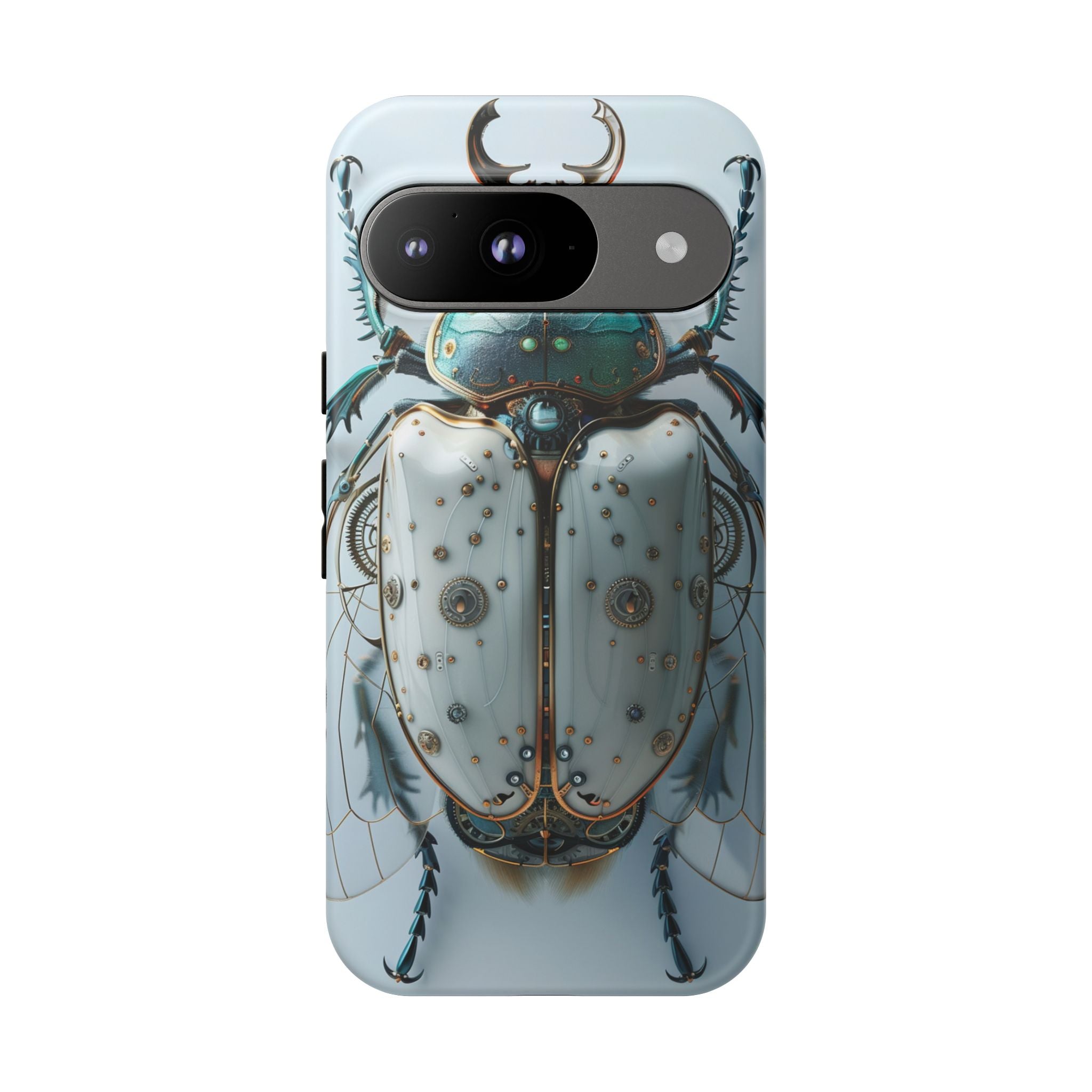 Steampunk White Beetle Protective Tough Google Pixel Case