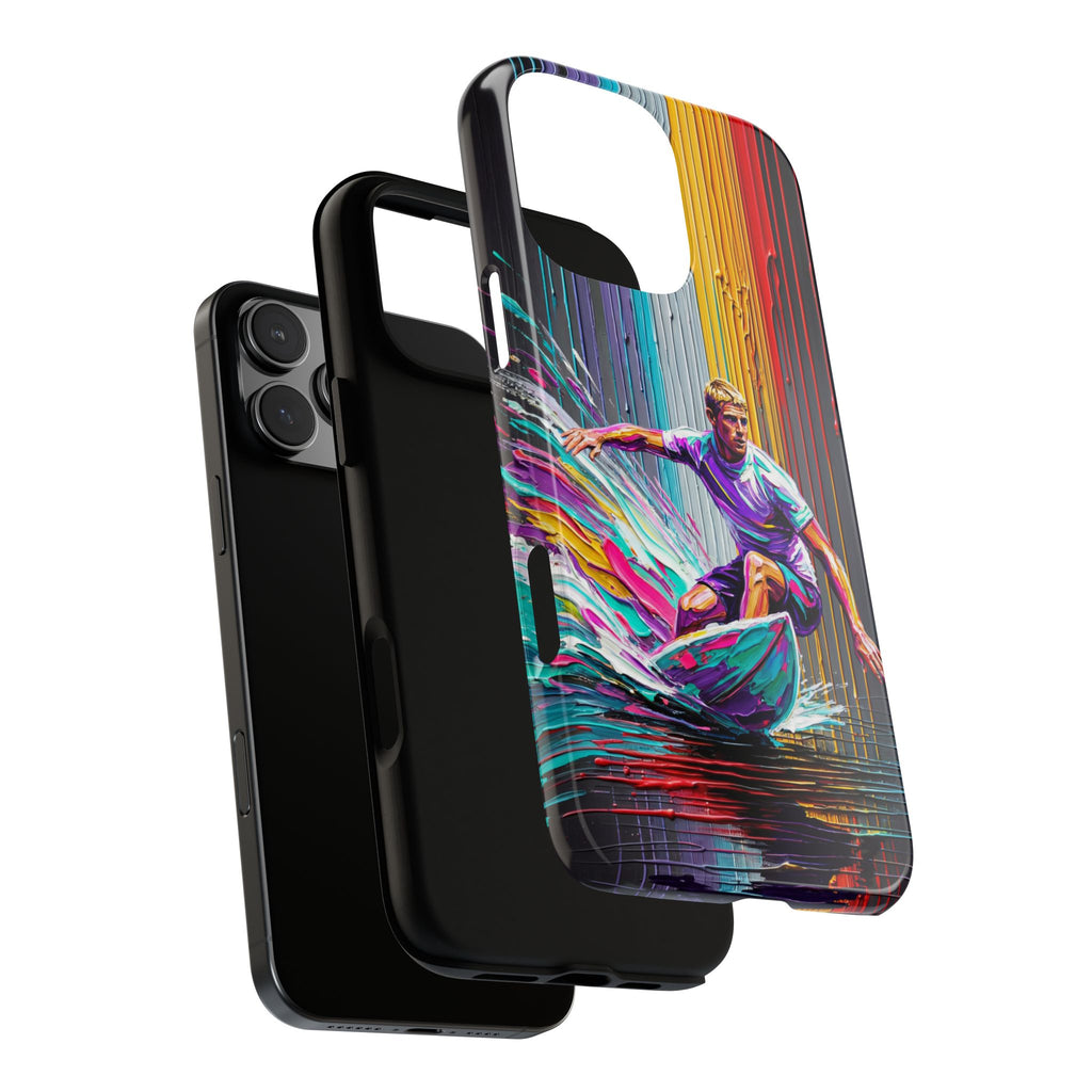 Surfing Art iPhone Case | Colourful Wave Surfer Protective Cover