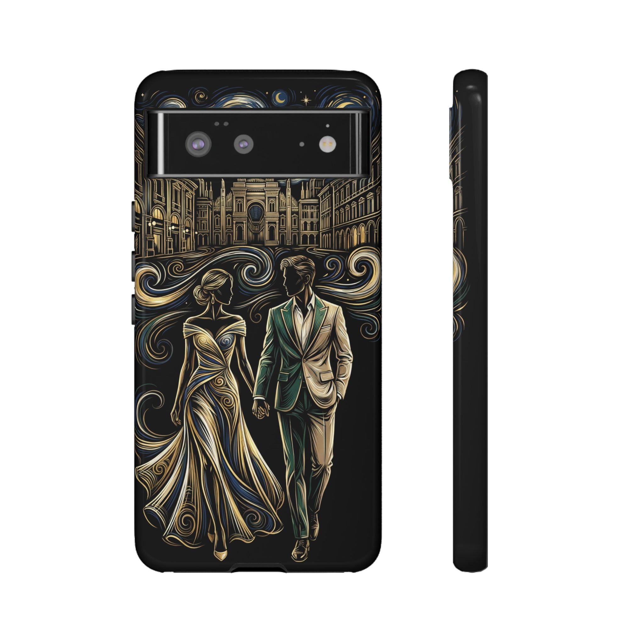 Romantic Night Walk Google Pixel Phone Case | Elegant Couple Art