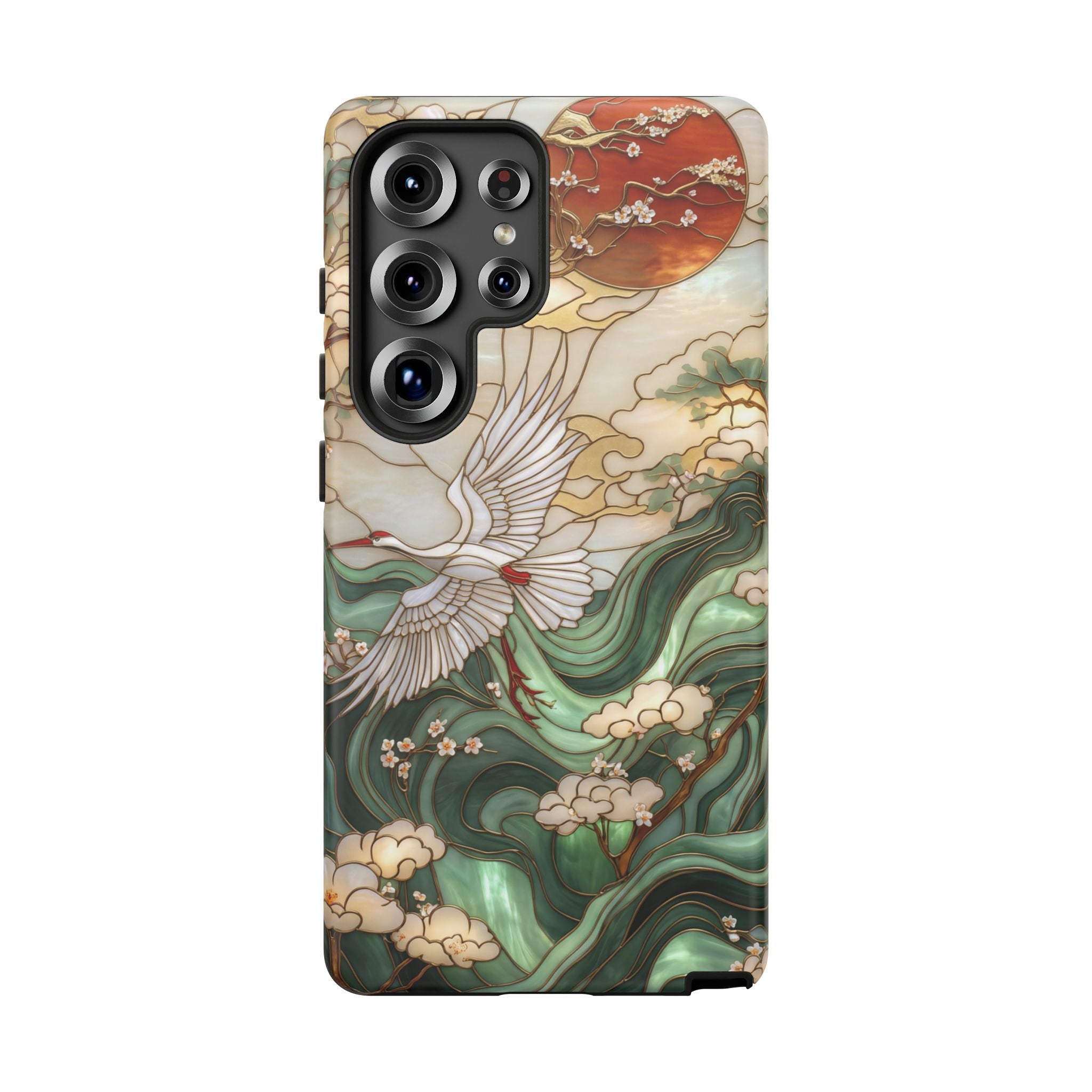 Cranes & Waves Protective Samsung Galaxy Case | Japanese-Inspired Art Phone Cover