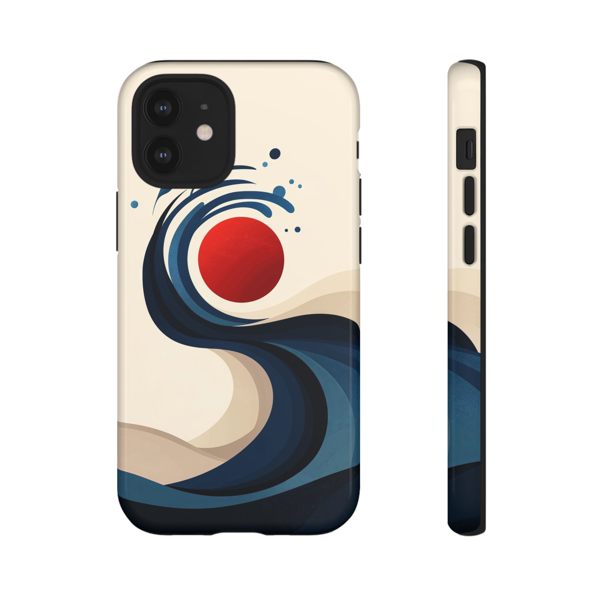 Abstract Wave iPhone Case | Red Sun Ocean Art