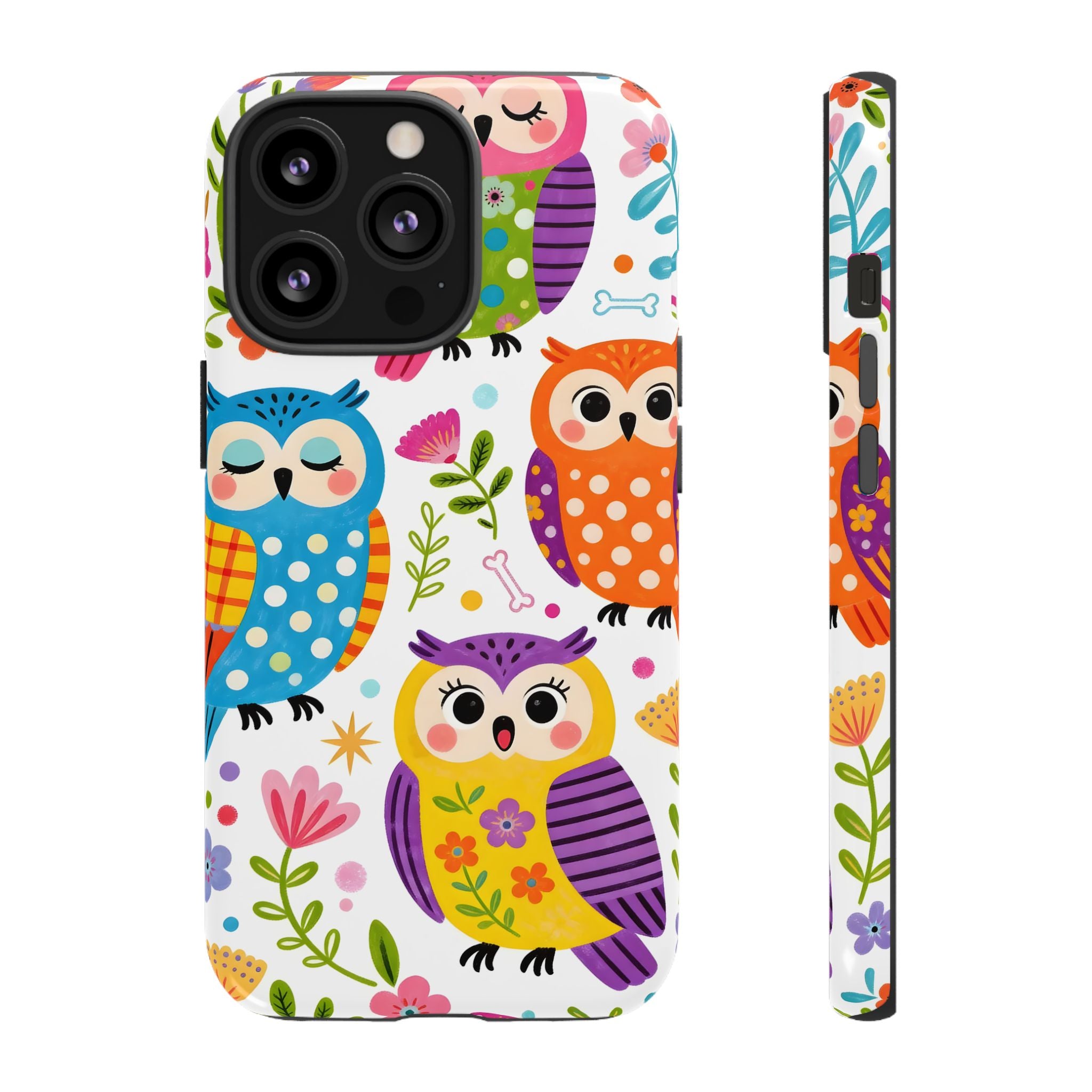 Cute Colorful Owls iPhone Case | Cute Owl Pattern Tough Case