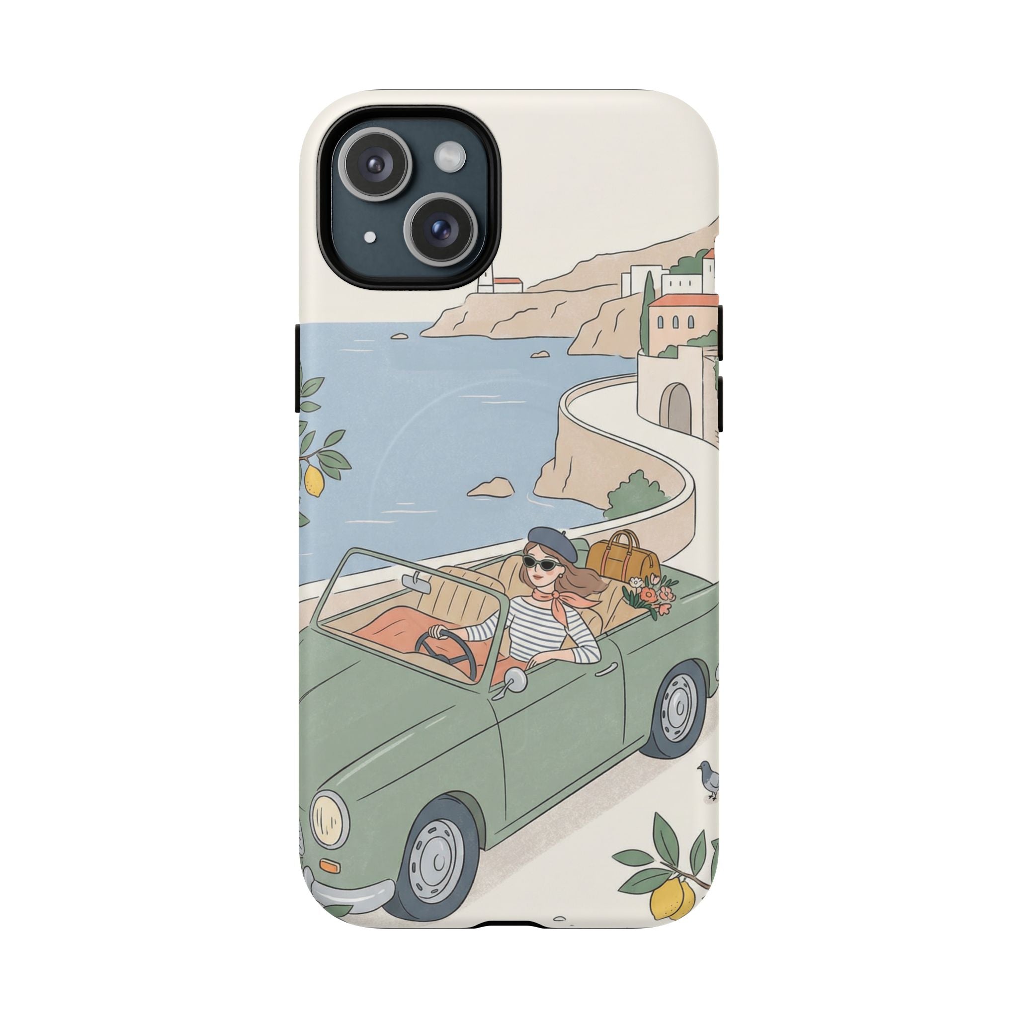 Retro Coastal Road Trip Design MagSafe iPhone Case
