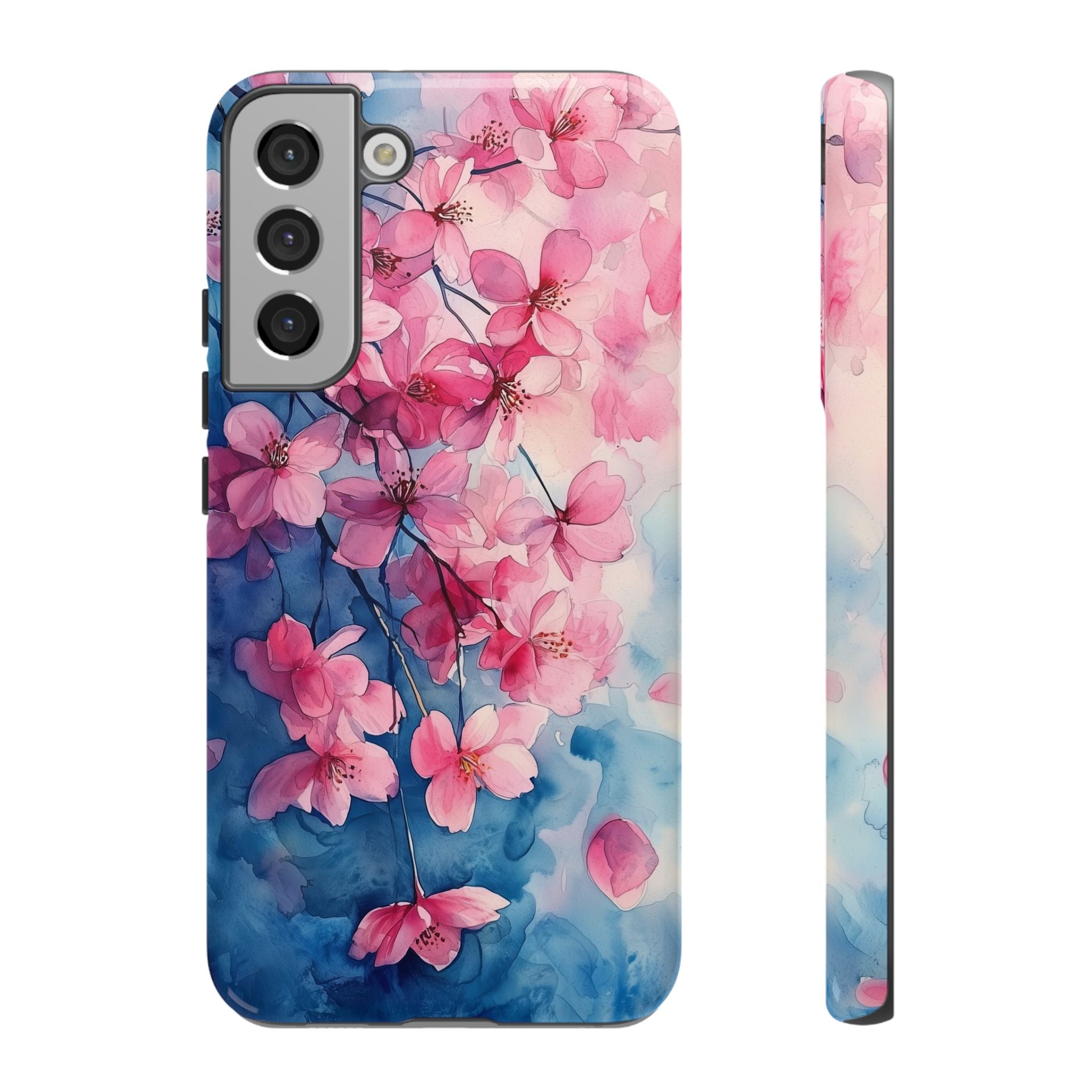 Floral Cherry Blossom Samsung Galaxy Case | Pink Blue Watercolour