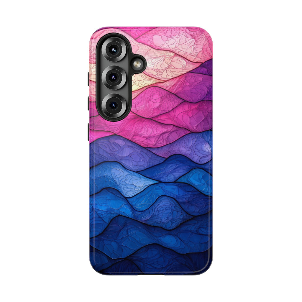 Abstract Ocean Waves Samsung Galaxy Case — Pink & Blue Gradient Tough Case