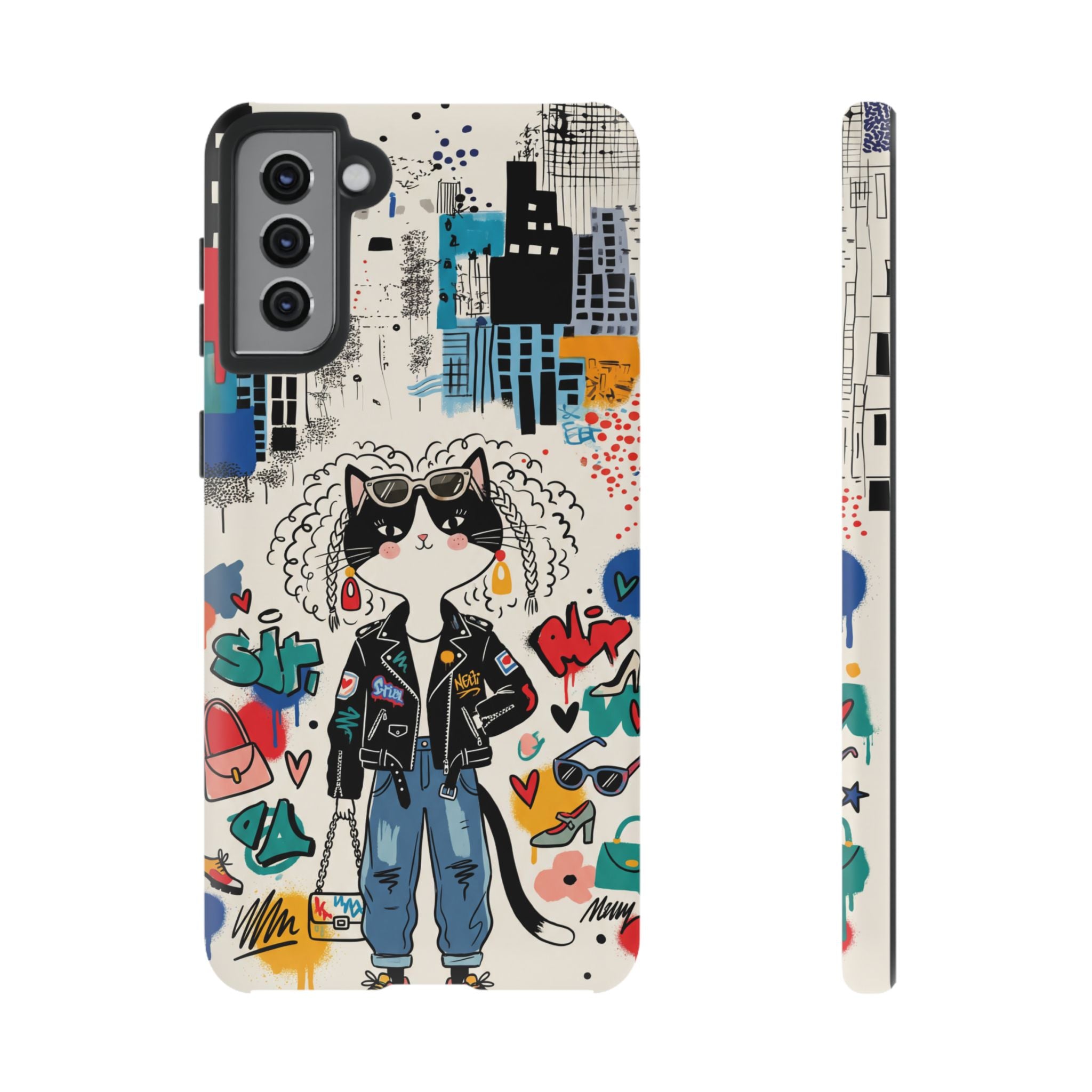 Punk City Cat Graffiti Design Samsung Galaxy Phone Case