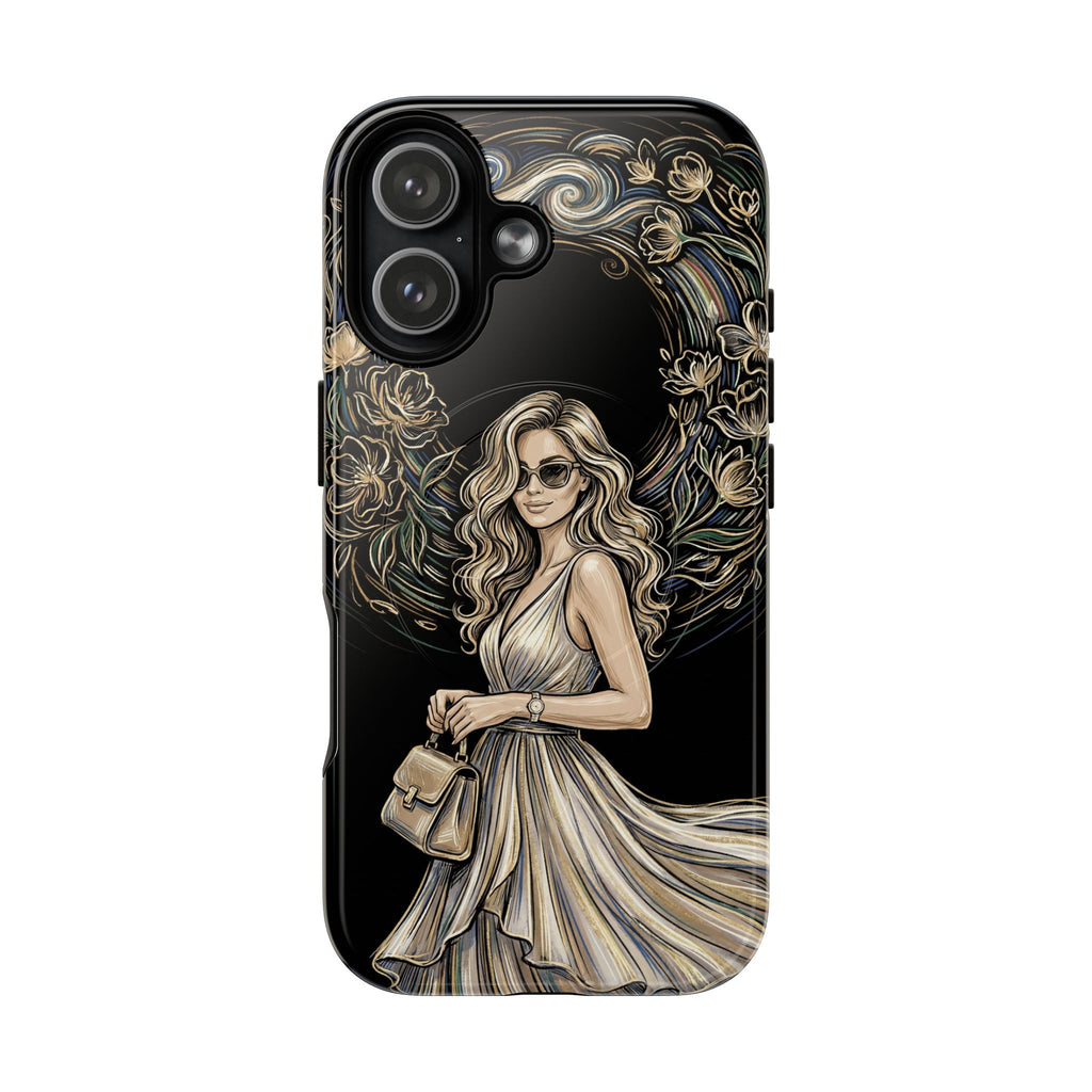 Stylish Woman Floral Wreath Tough MagSafe iPhone Case
