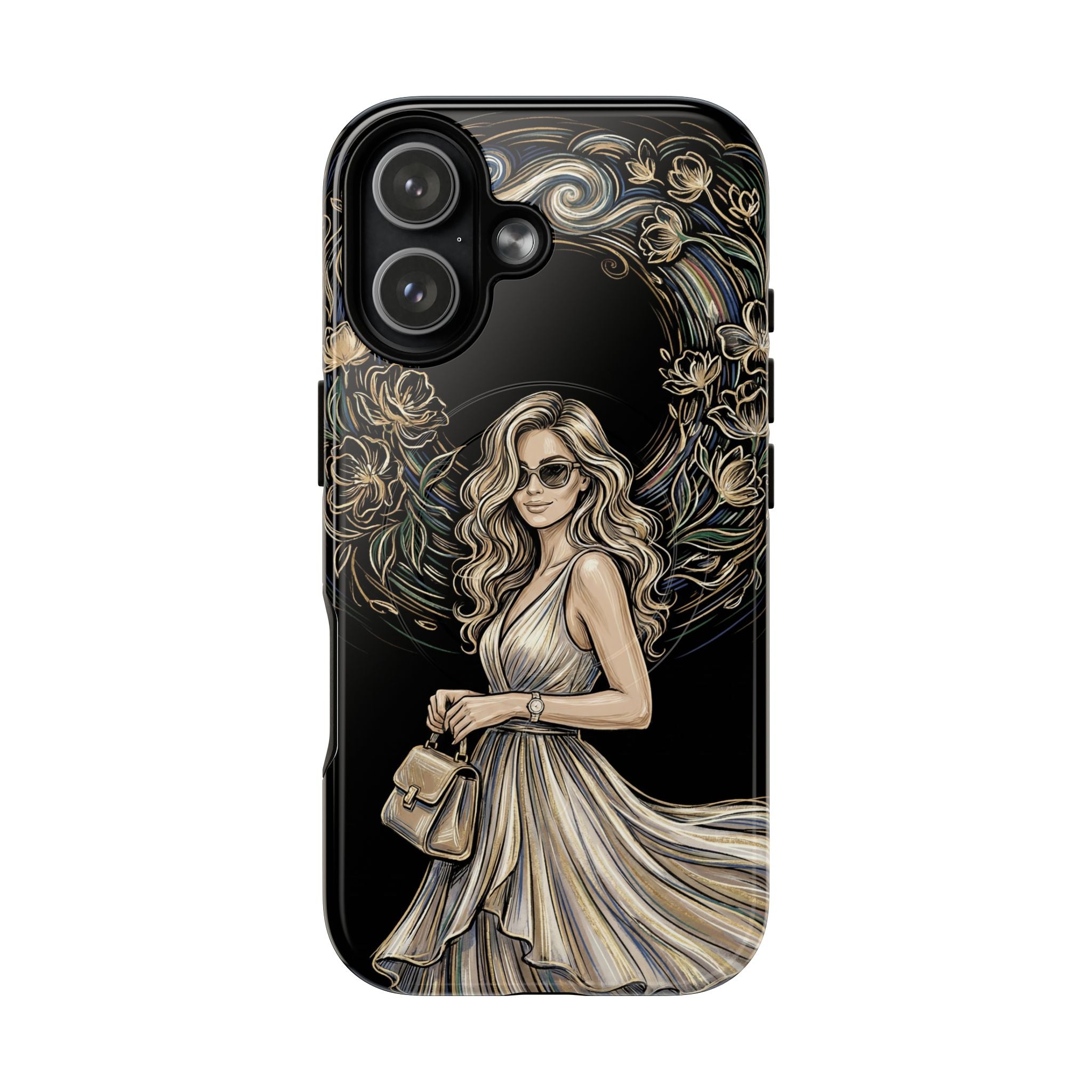 Stylish Woman Floral Wreath Tough MagSafe iPhone Case