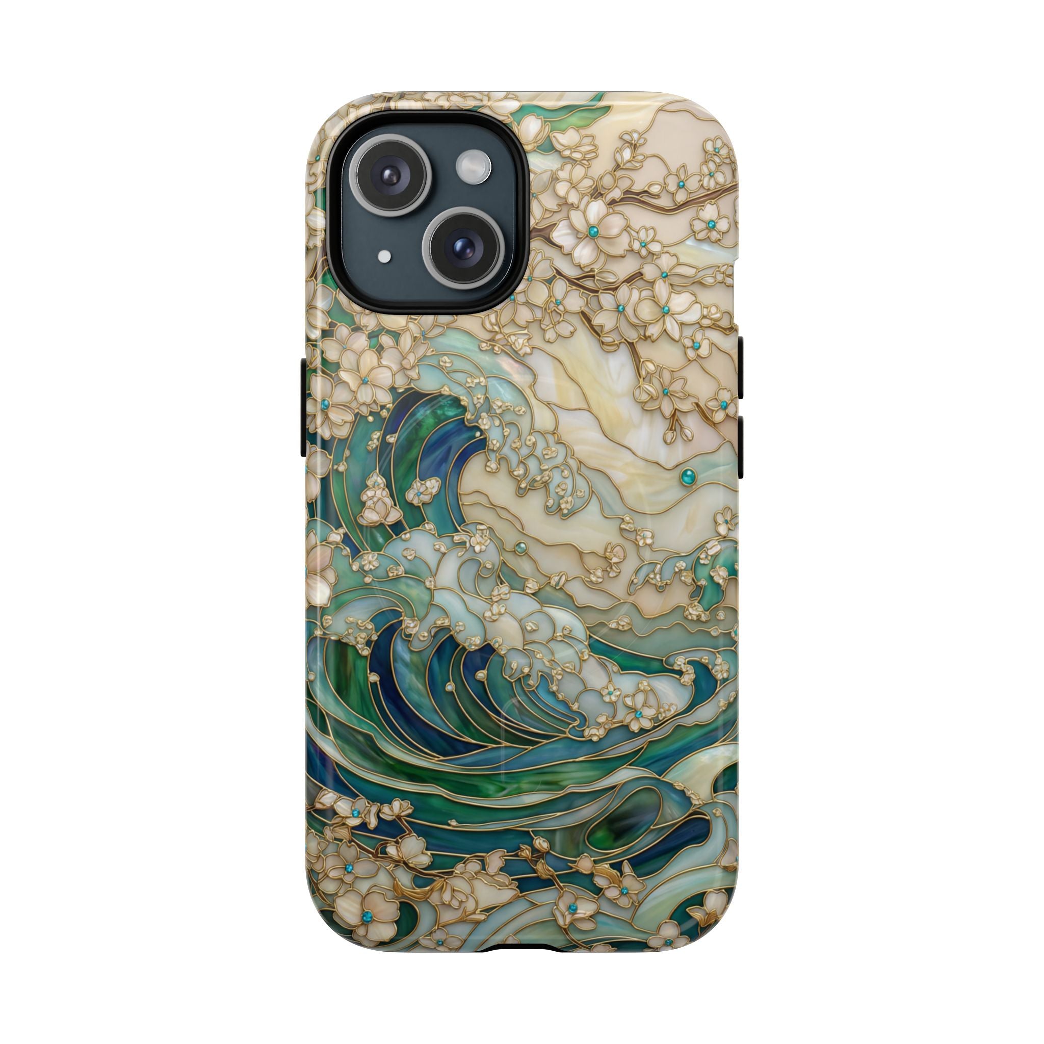 Custodia MagSafe per iPhone Ocean Wave — Custodia resistente con design artistico color acquamarina