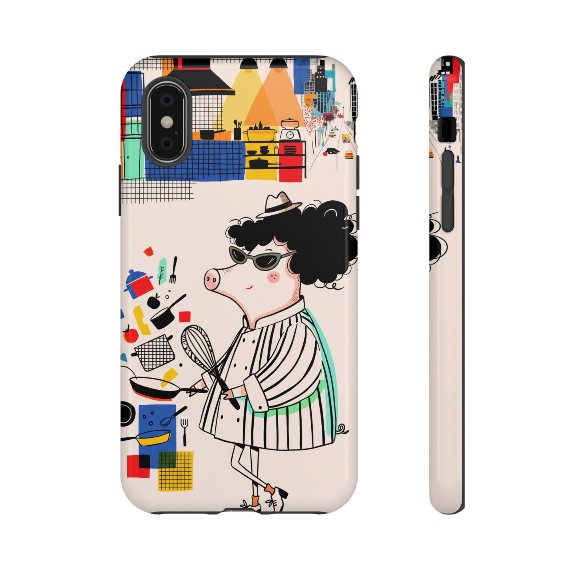 Cute Chef Pig iPhone Case | Quirky Cartoon Kitchen Art Tough Case