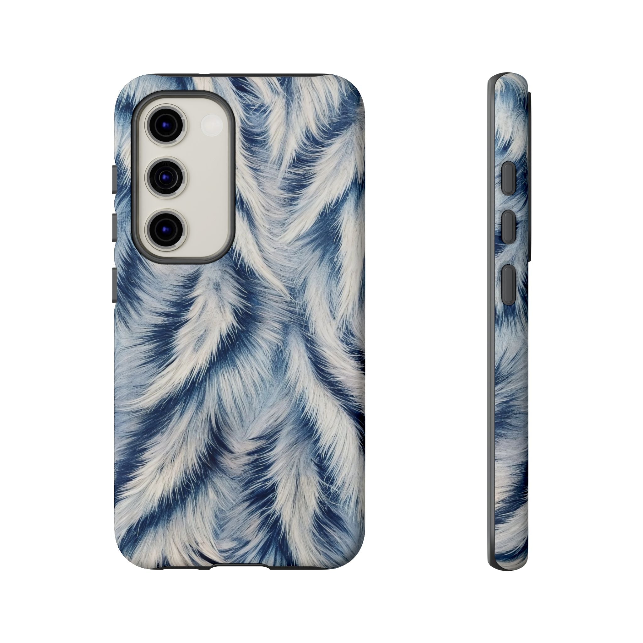 Blue Faux Fur Texture Protective Tough Samsung Galaxy Case