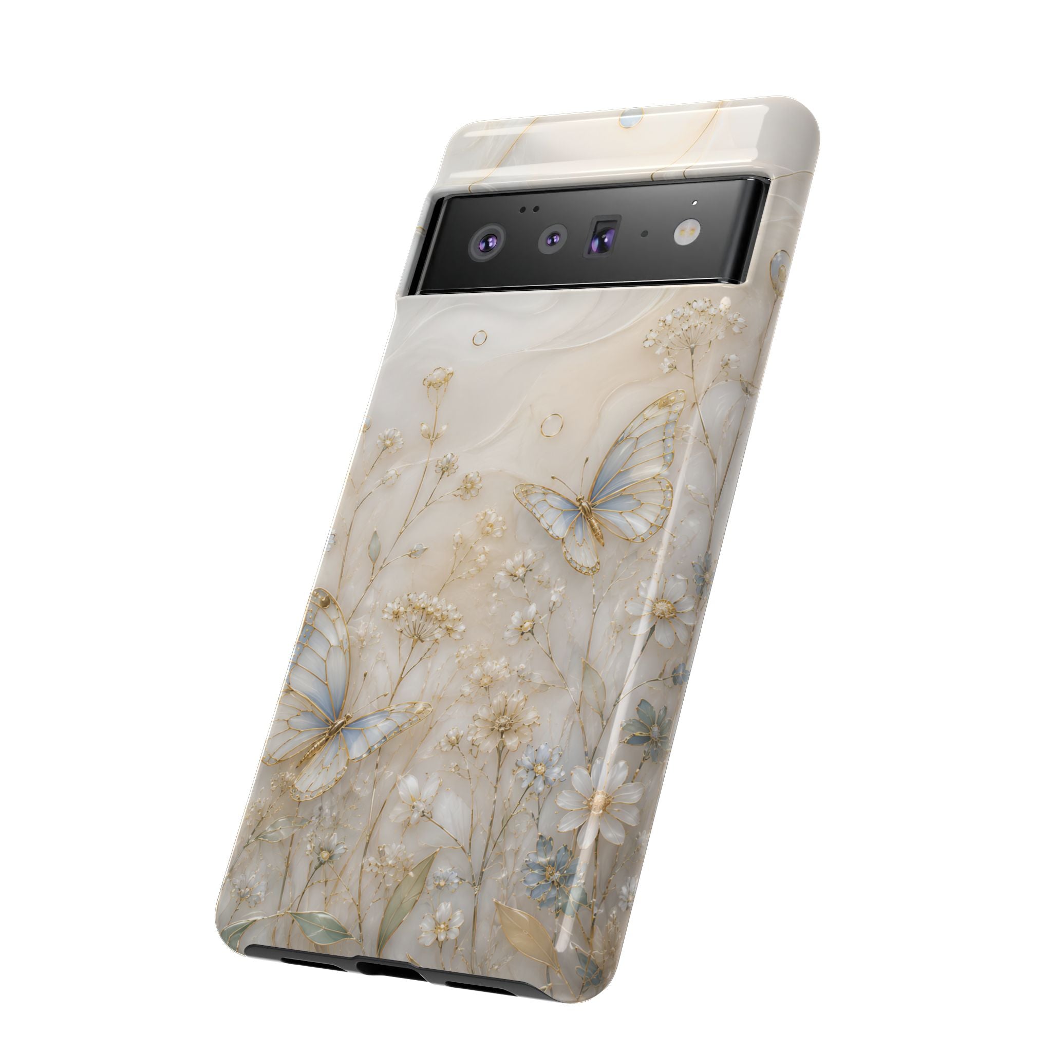 Butterfly Floral Google Pixel Phone Case | Cottagecore Meadow Art Cover