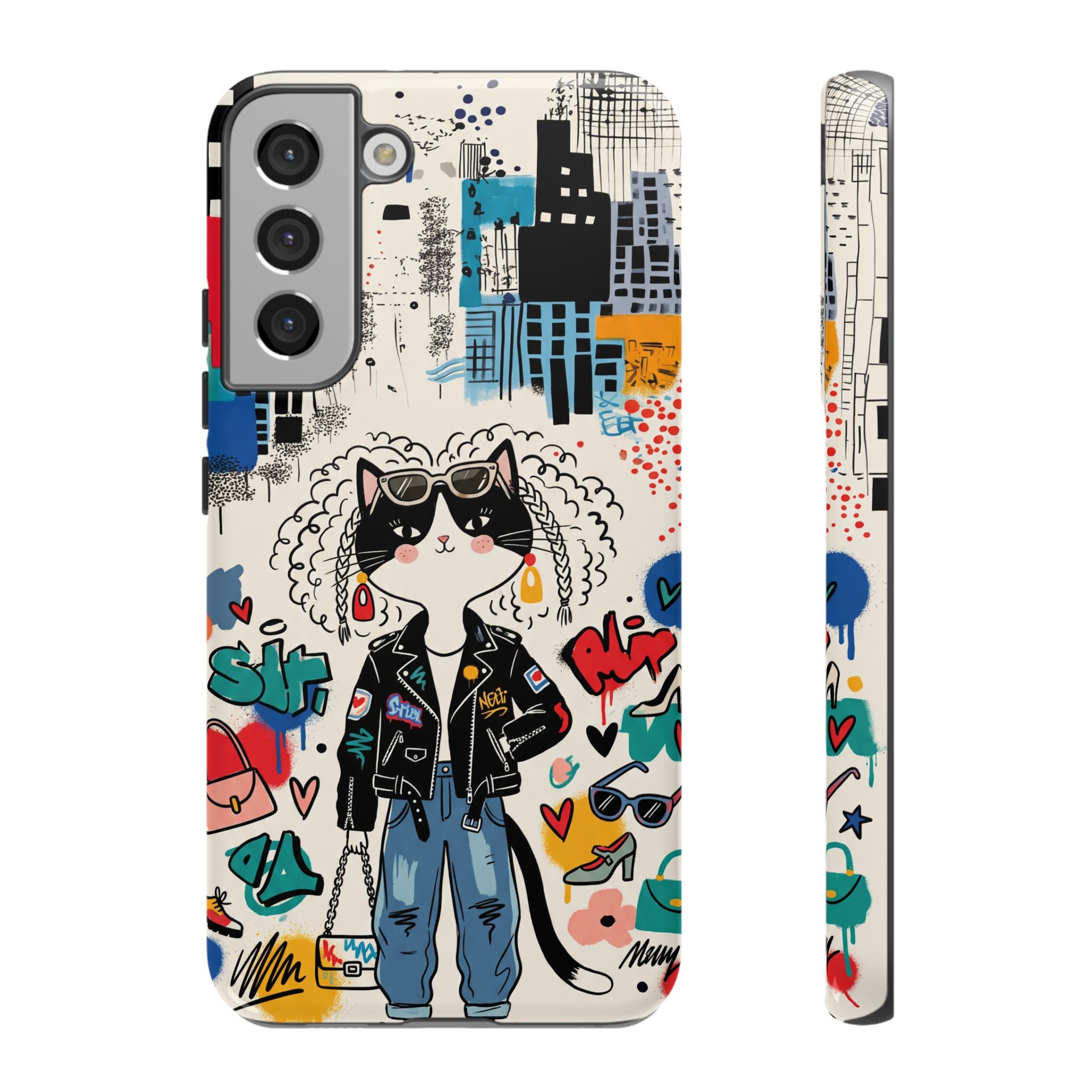 Punk City Cat Graffiti Design Samsung Galaxy Phone Case