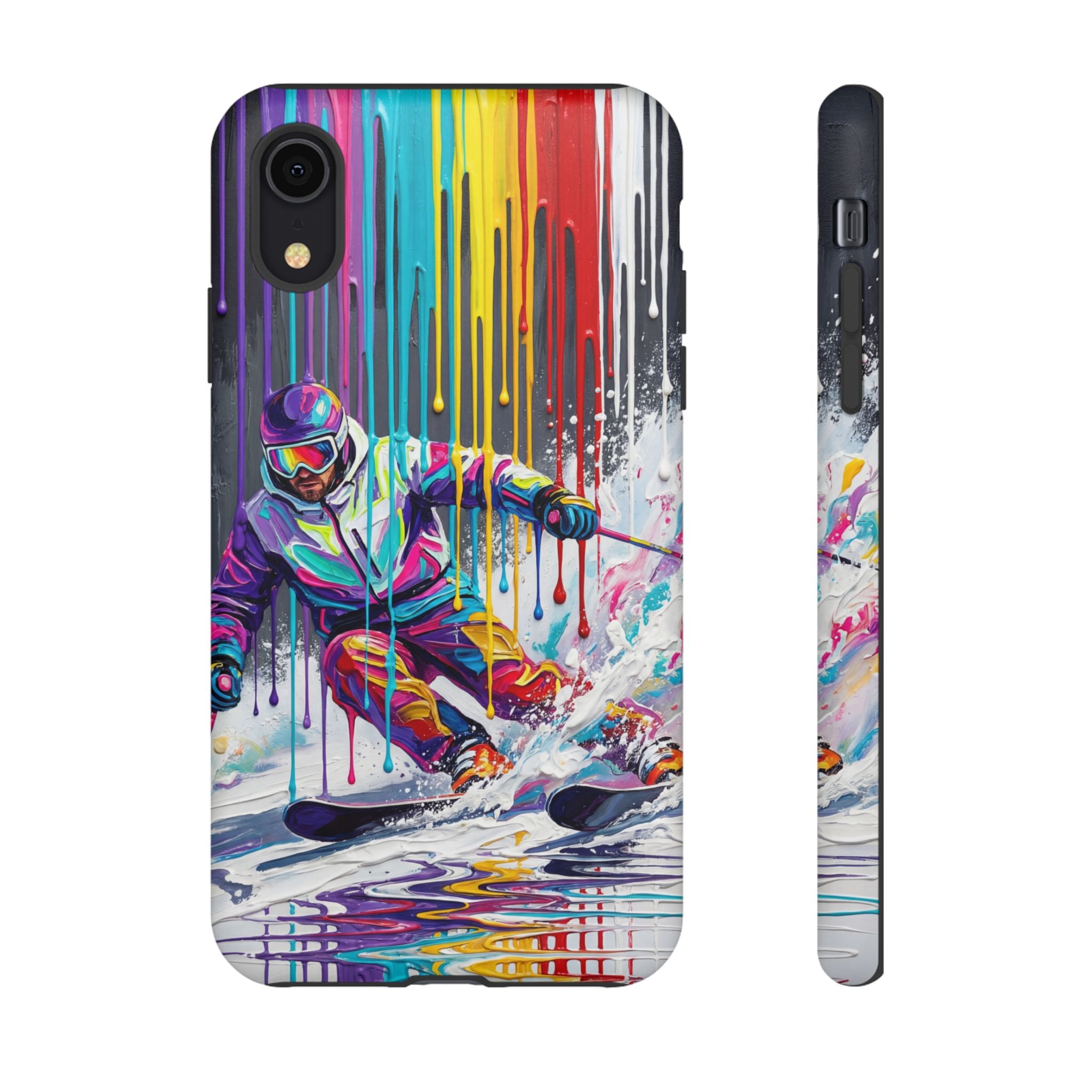 Colourful Skiing Drip Art Tough iPhone Case