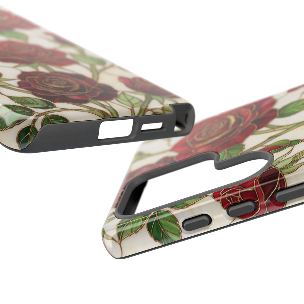 Custodia resistente per Samsung Galaxy con motivo floreale vintage a rosa rossa