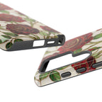 Custodia resistente per Samsung Galaxy con motivo floreale vintage a rosa rossa