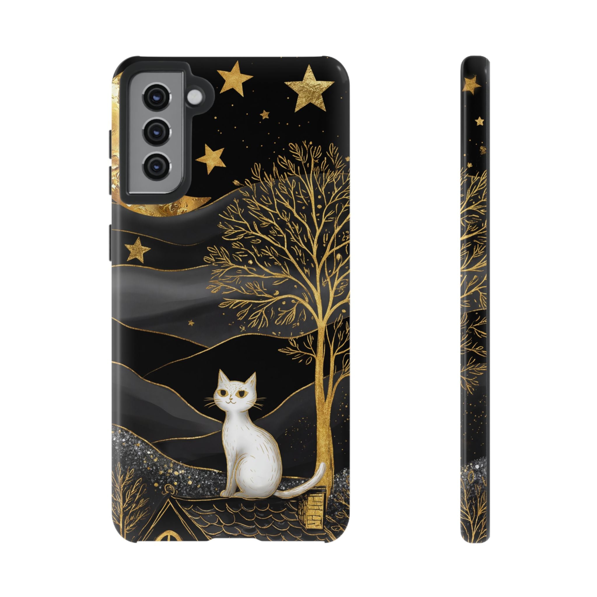 Gold Moon & Celestial Cat Samsung Galaxy Case