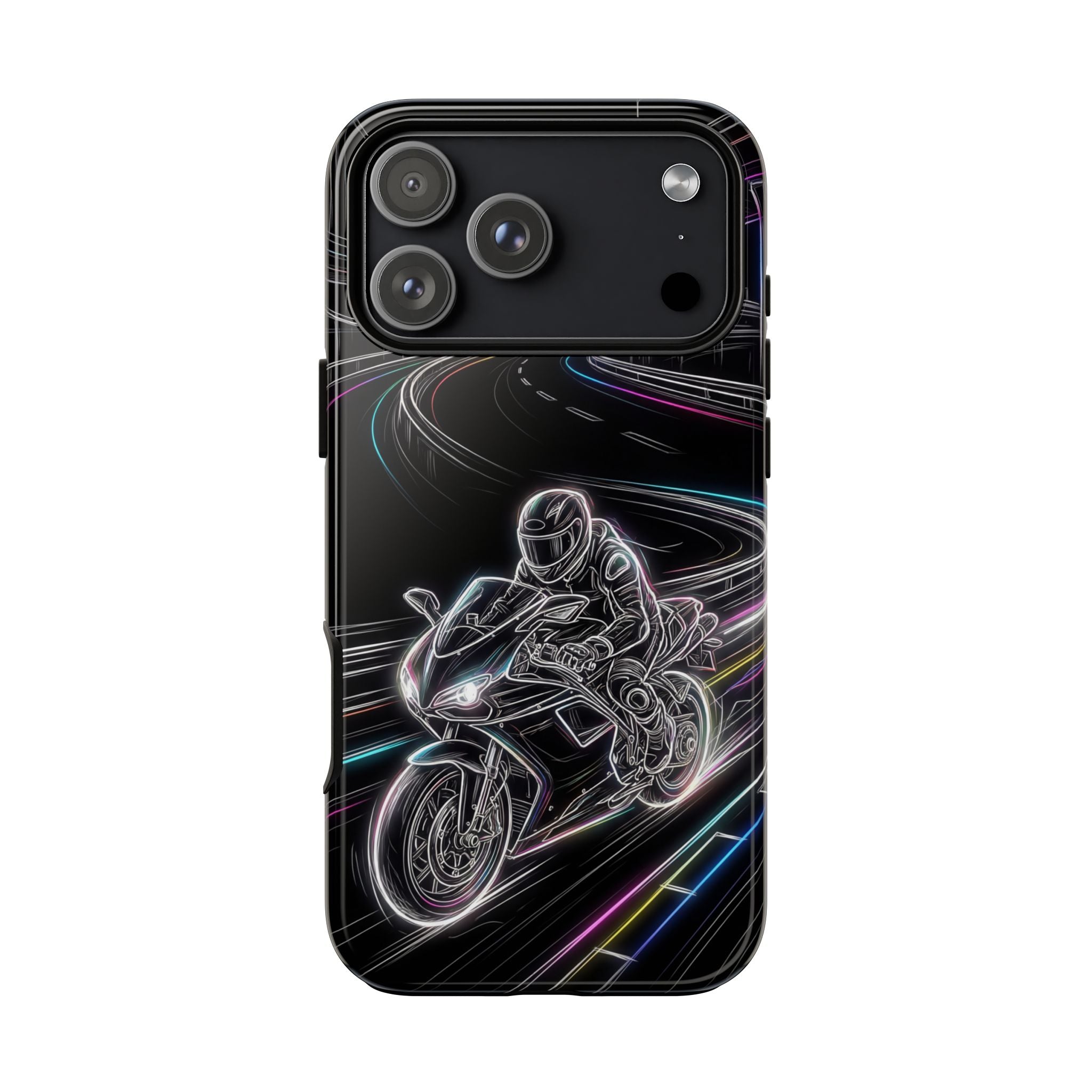 Neon Night Rider iPhone Case | Motorcycle Racing Protective Cover