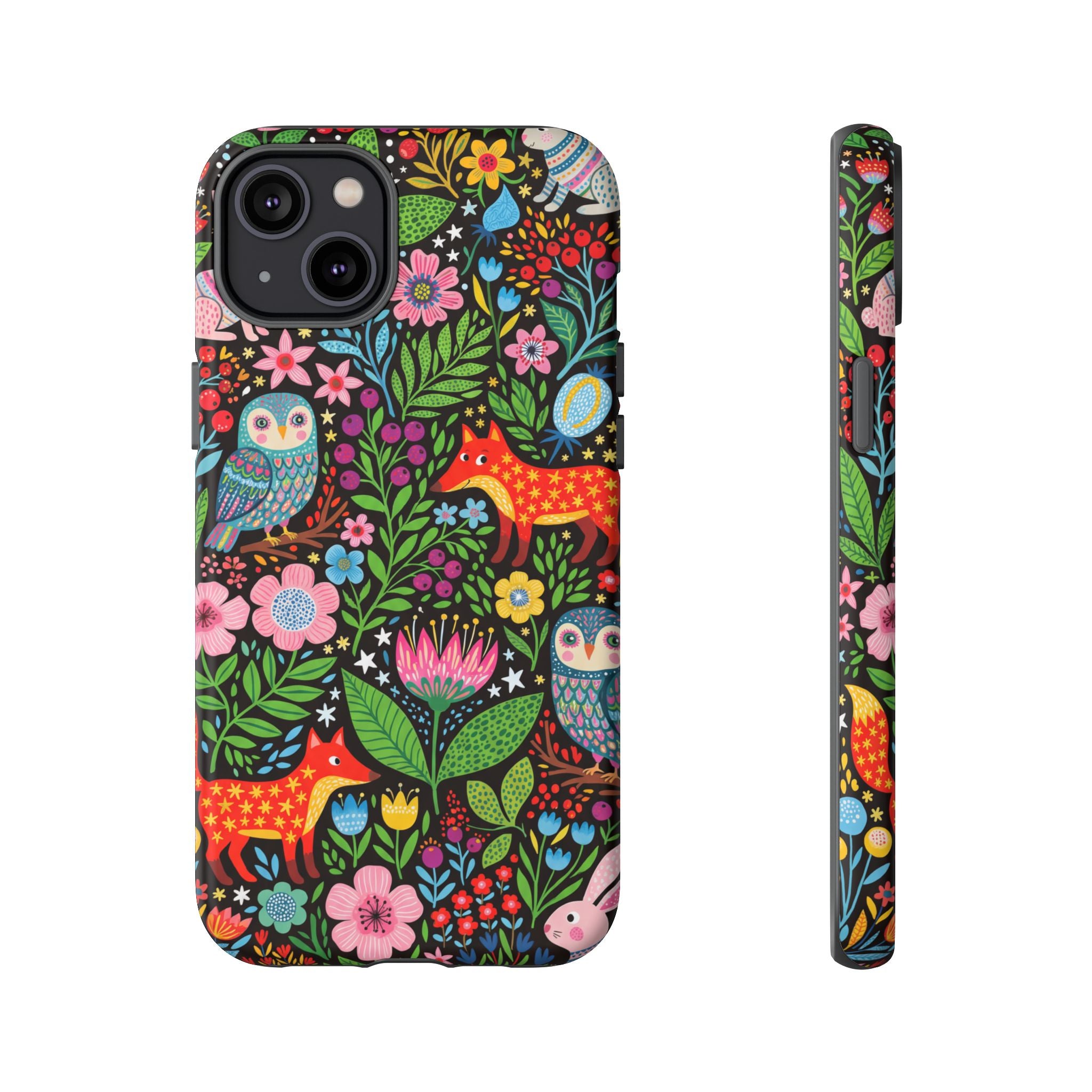 Floral Woodland iPhone Case | Colourful Fox & Owl Protective Cover