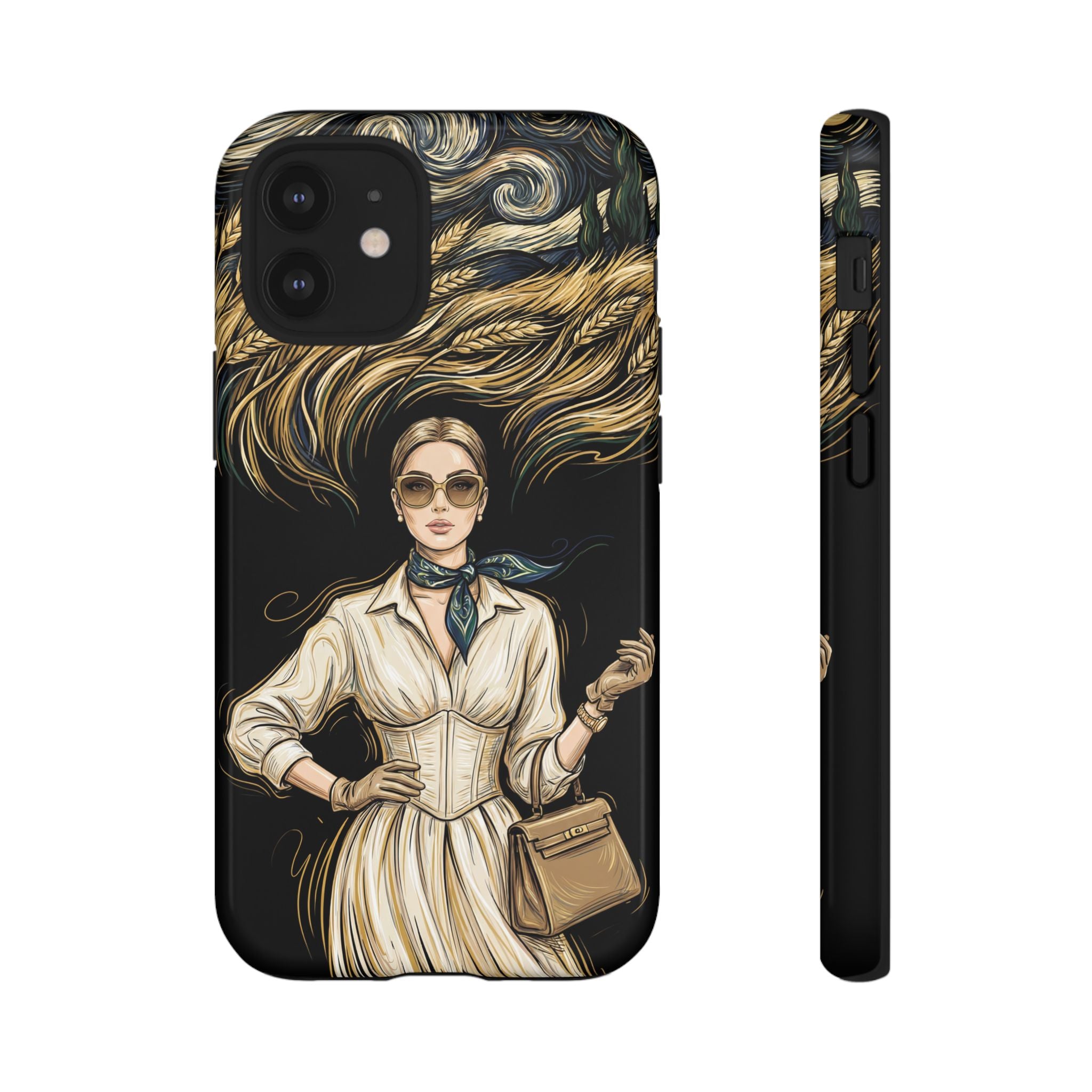 Vintage Elegance iPhone Case | Retro Woman with Flowing Golden Hair
