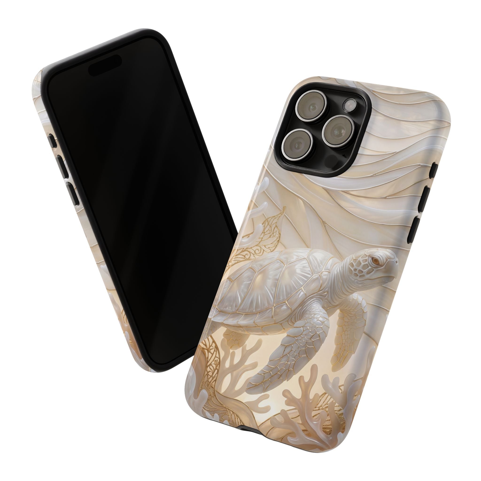 Sea Turtle Tough iPhone Case — Elegant Nautical Coral Design