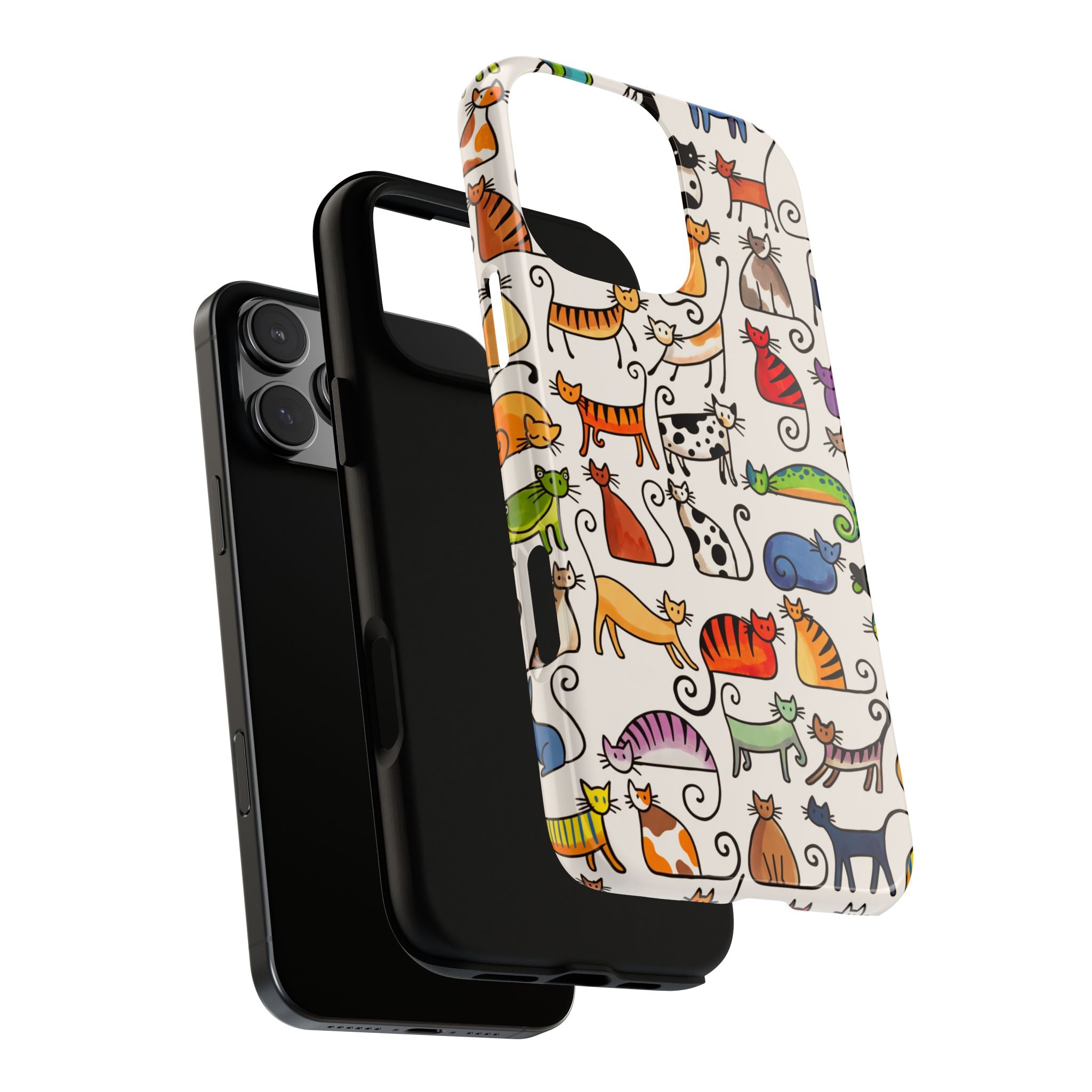 Cat Pattern Tough iPhone Case | Colourful Cartoon Cats