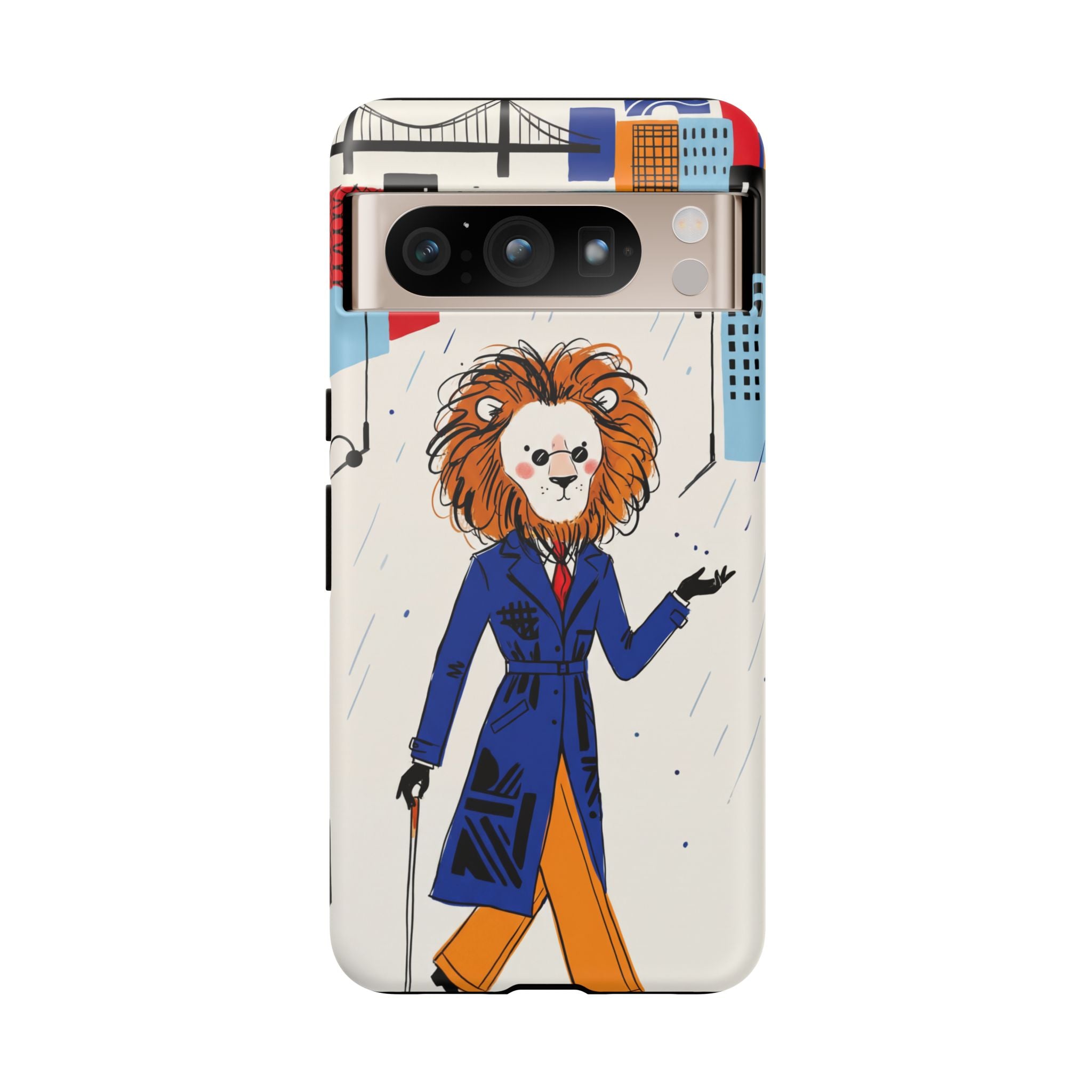 Lion Gentleman Google Pixel Phone Case | Dapper Lion in City Rain