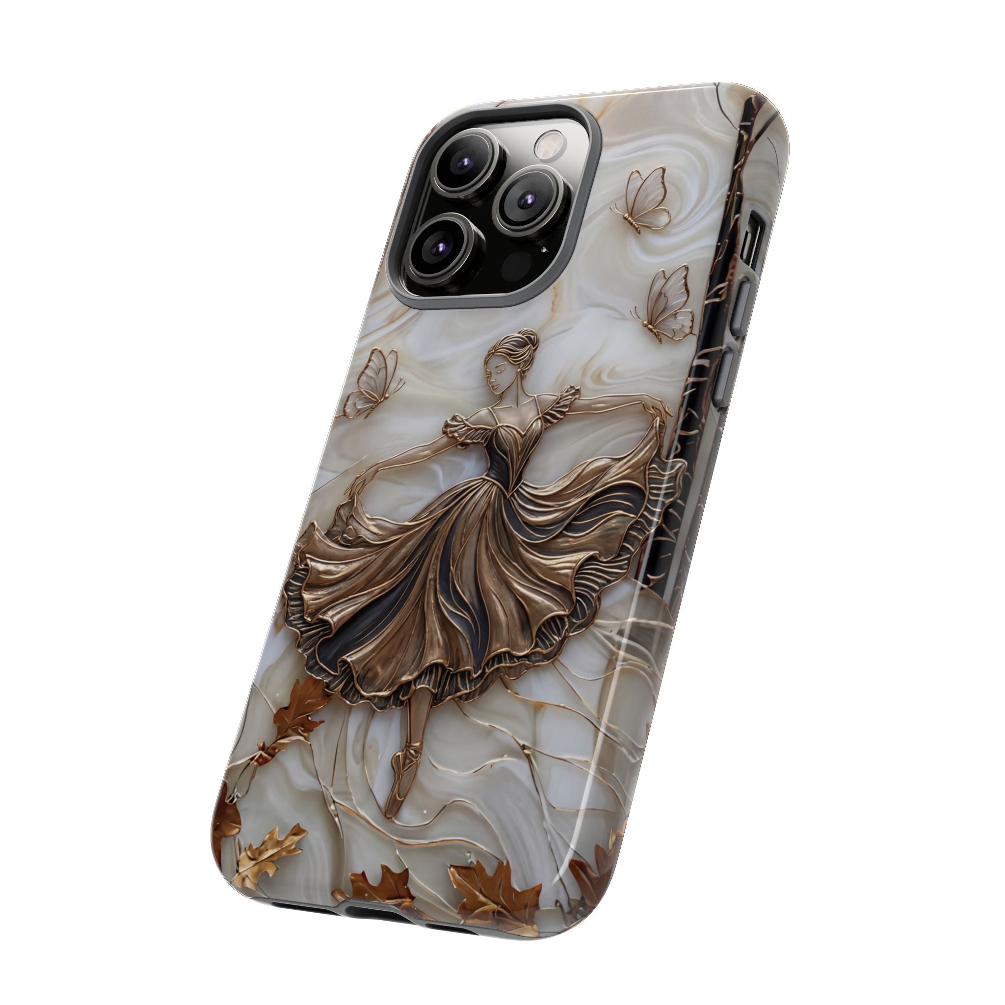 Elegant Bronze Ballerina Dance Design iPhone Case