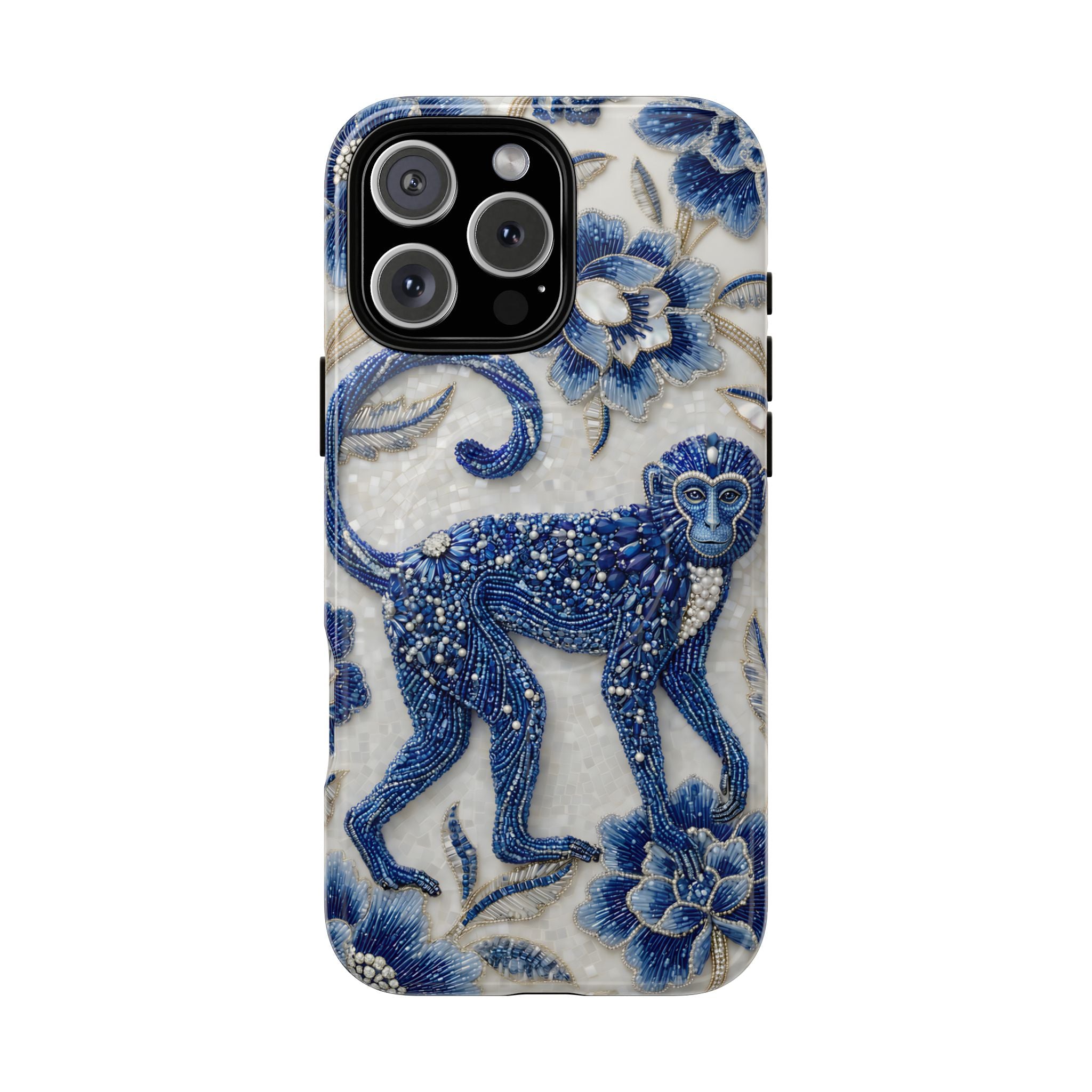 Asian Zodiac Monkey MagSafe iPhone Case | Blue & White Porcelain Art Protective Case | Year of the Monkey Gift