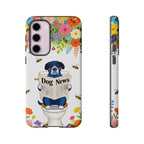 Dog News Floral Samsung Galaxy Phone Case | Cute Dog on Toilet Pattern, Spring Floral