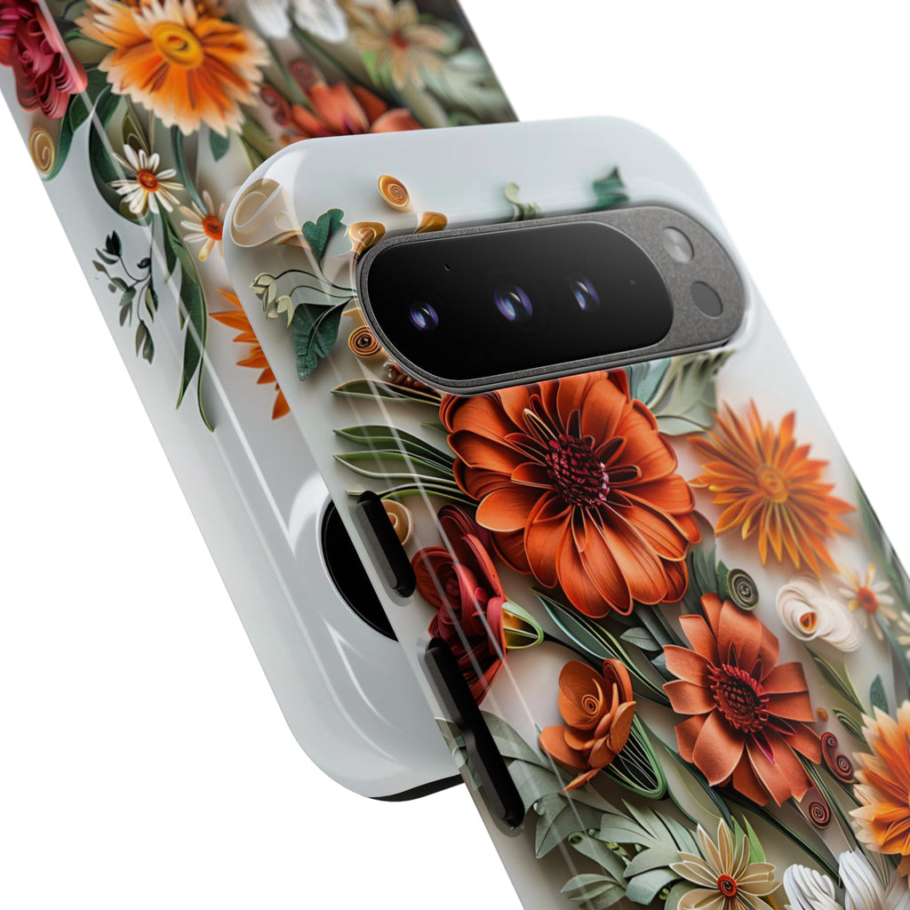 Floral Quilling Tough Google Pixel Case — Orange Daisy
