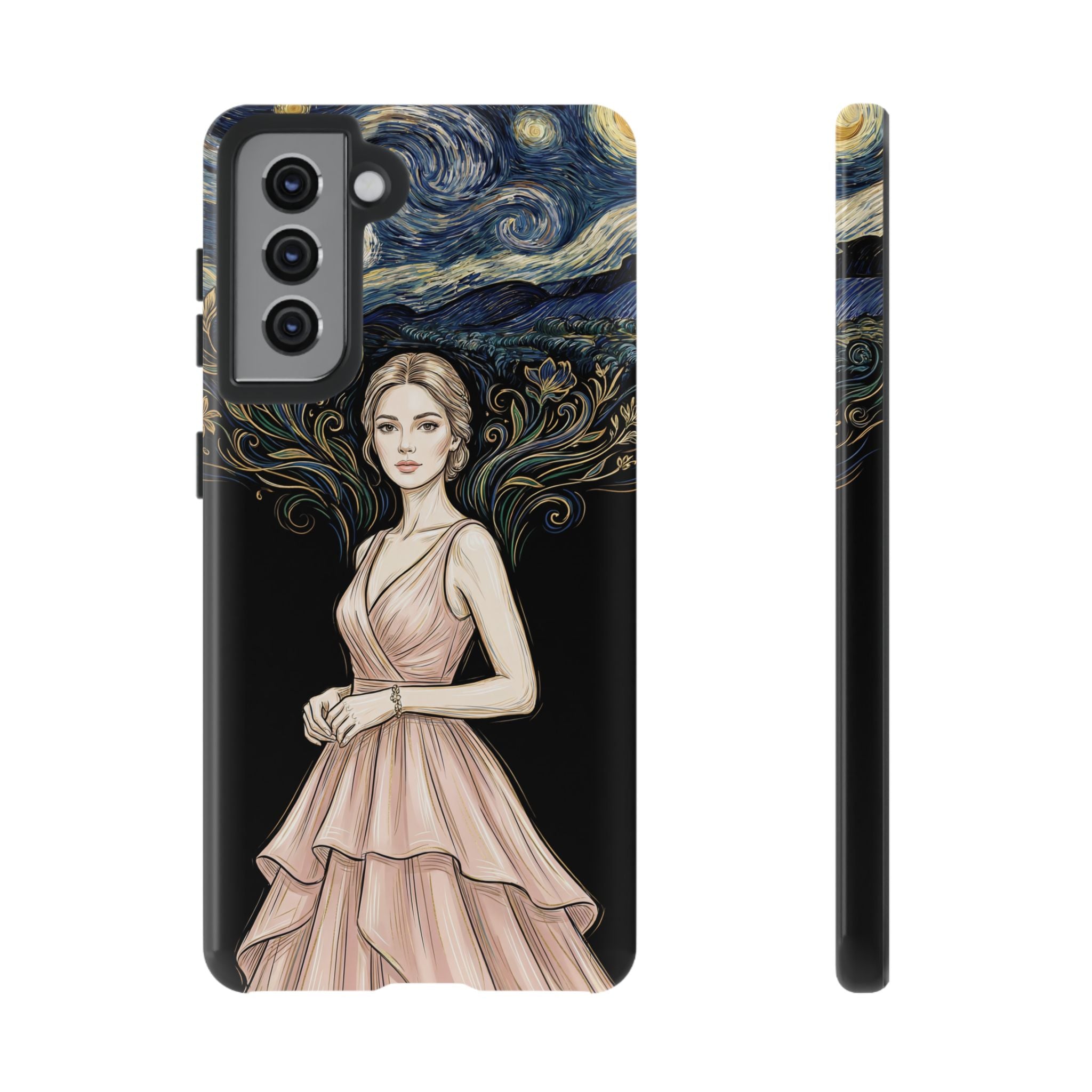 Art Nouveau Starry Night Samsung Galaxy Phone Case | Elegant Woman Illustration Tough Case