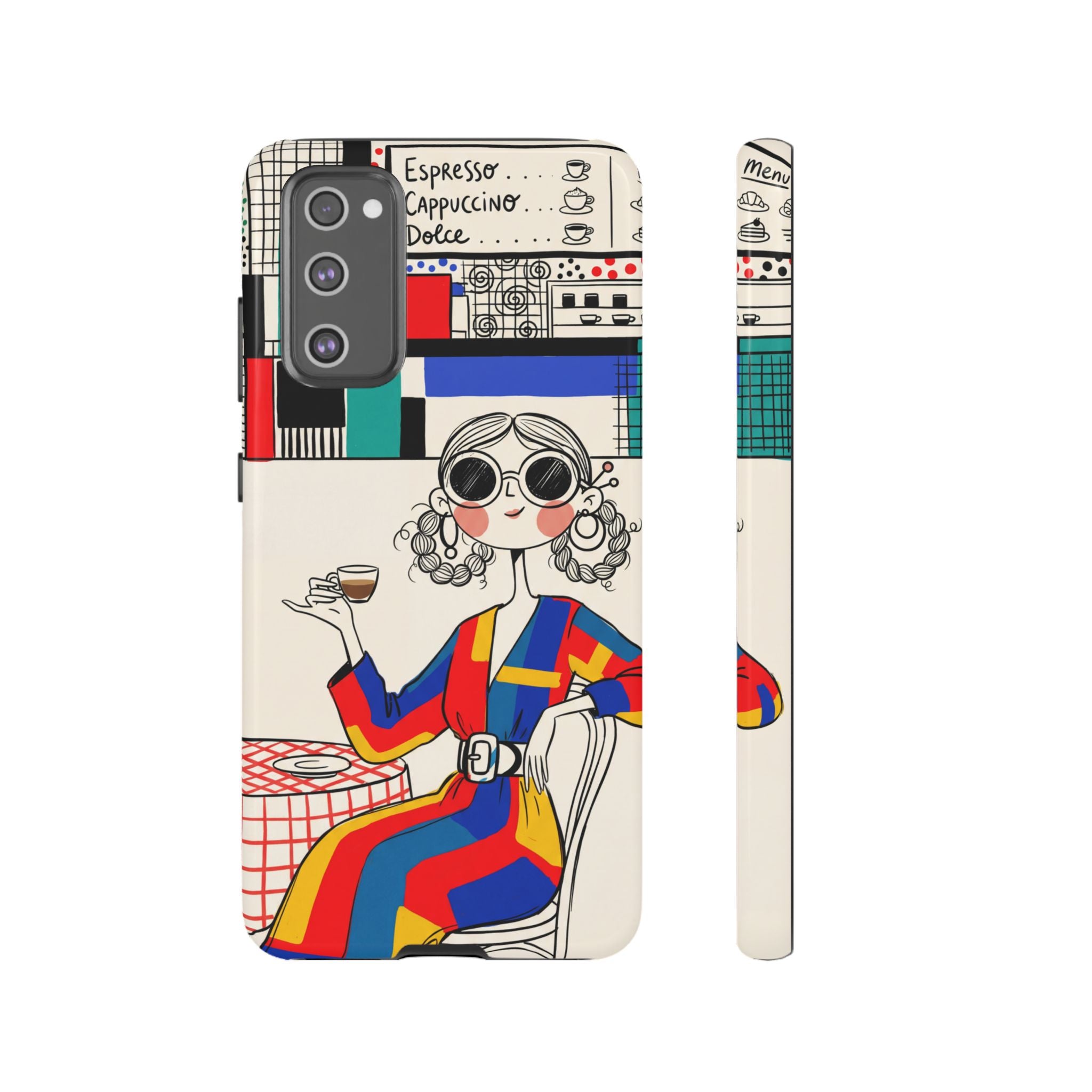 Retro Cafe Samsung Galaxy Phone Case | Colourful Chic Woman Illustration