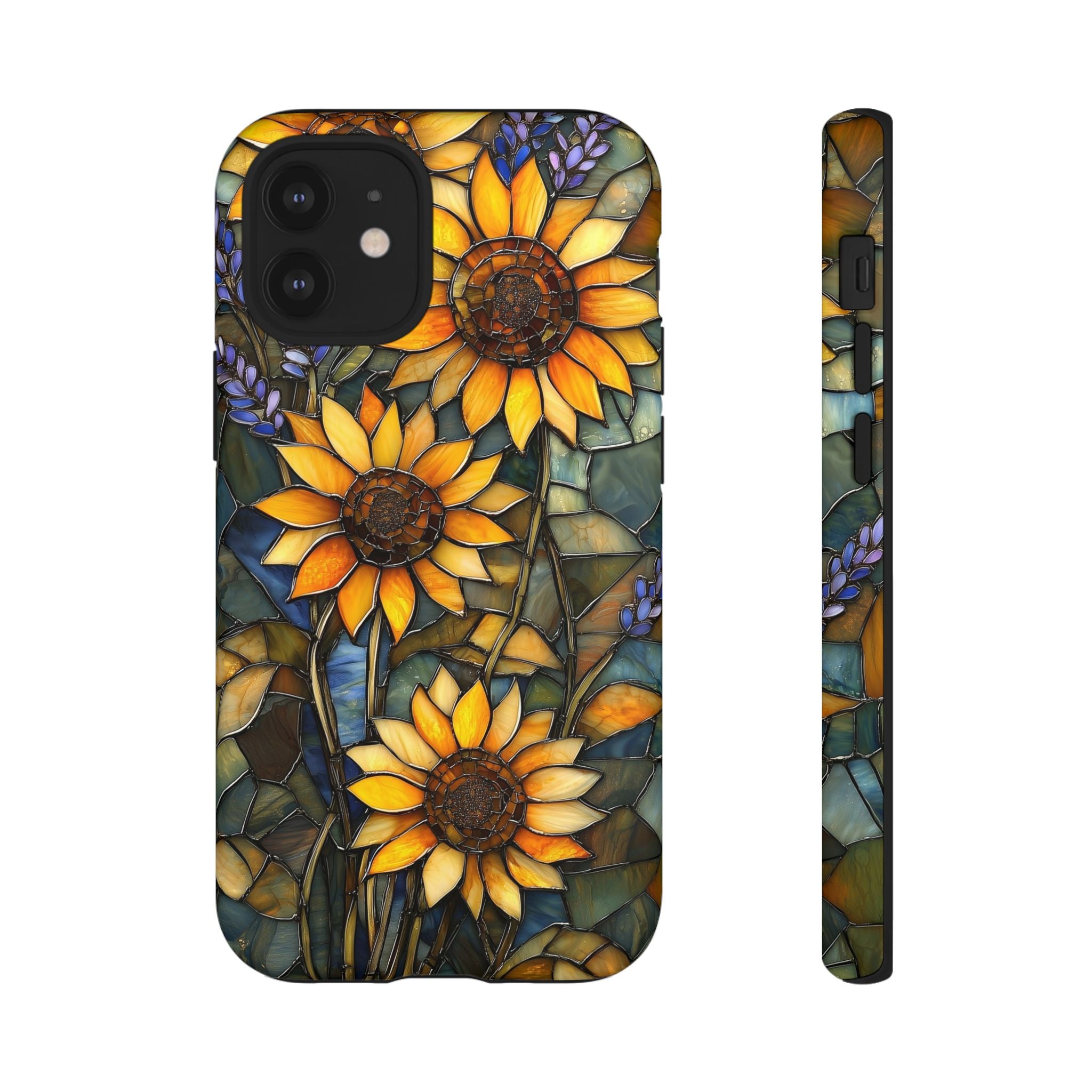 Sunflower Stained Glass Tough iPhone Case | Floral Protective Cover