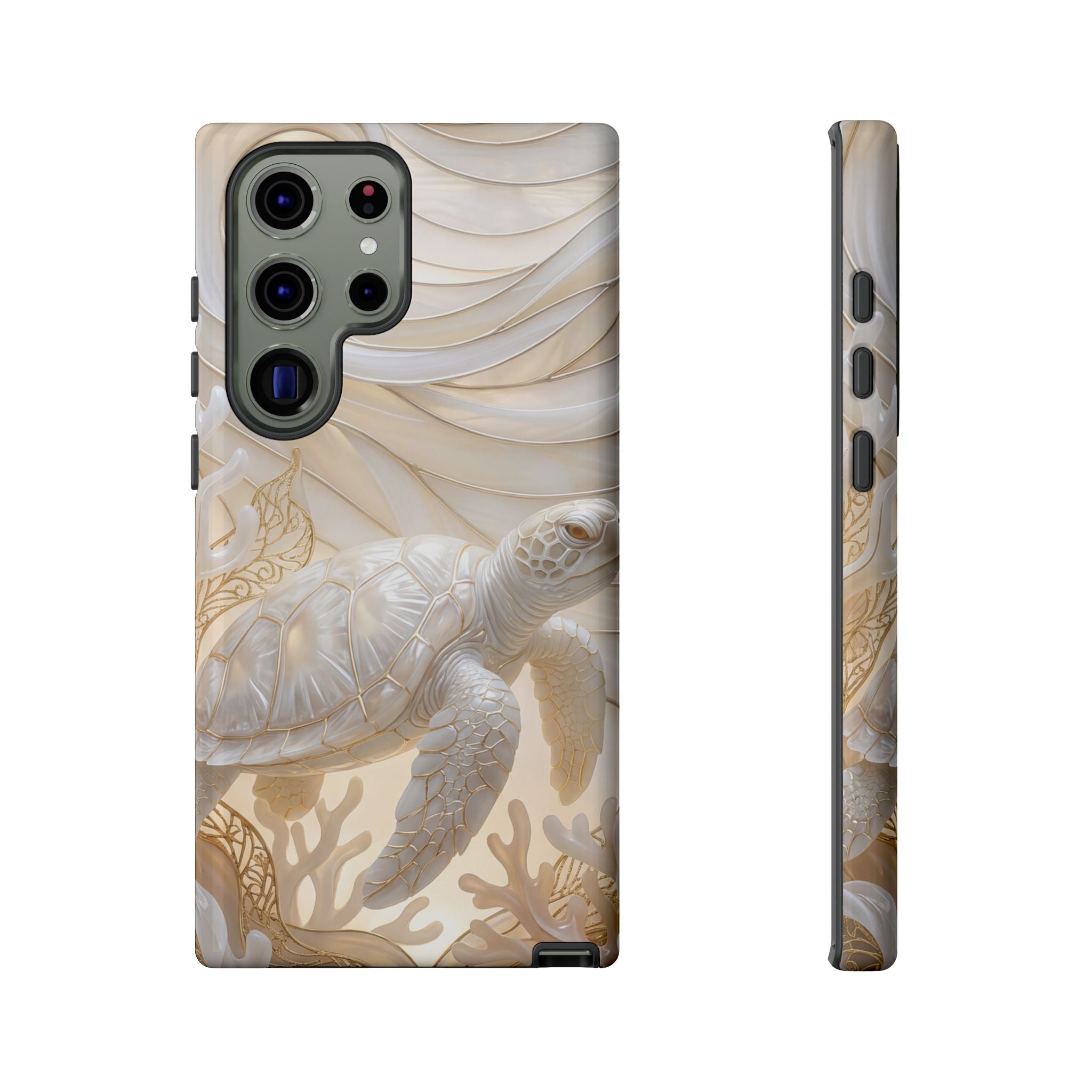 Sea Turtle Tough Samsung Galaxy Case — Elegant Nautical Coral Design