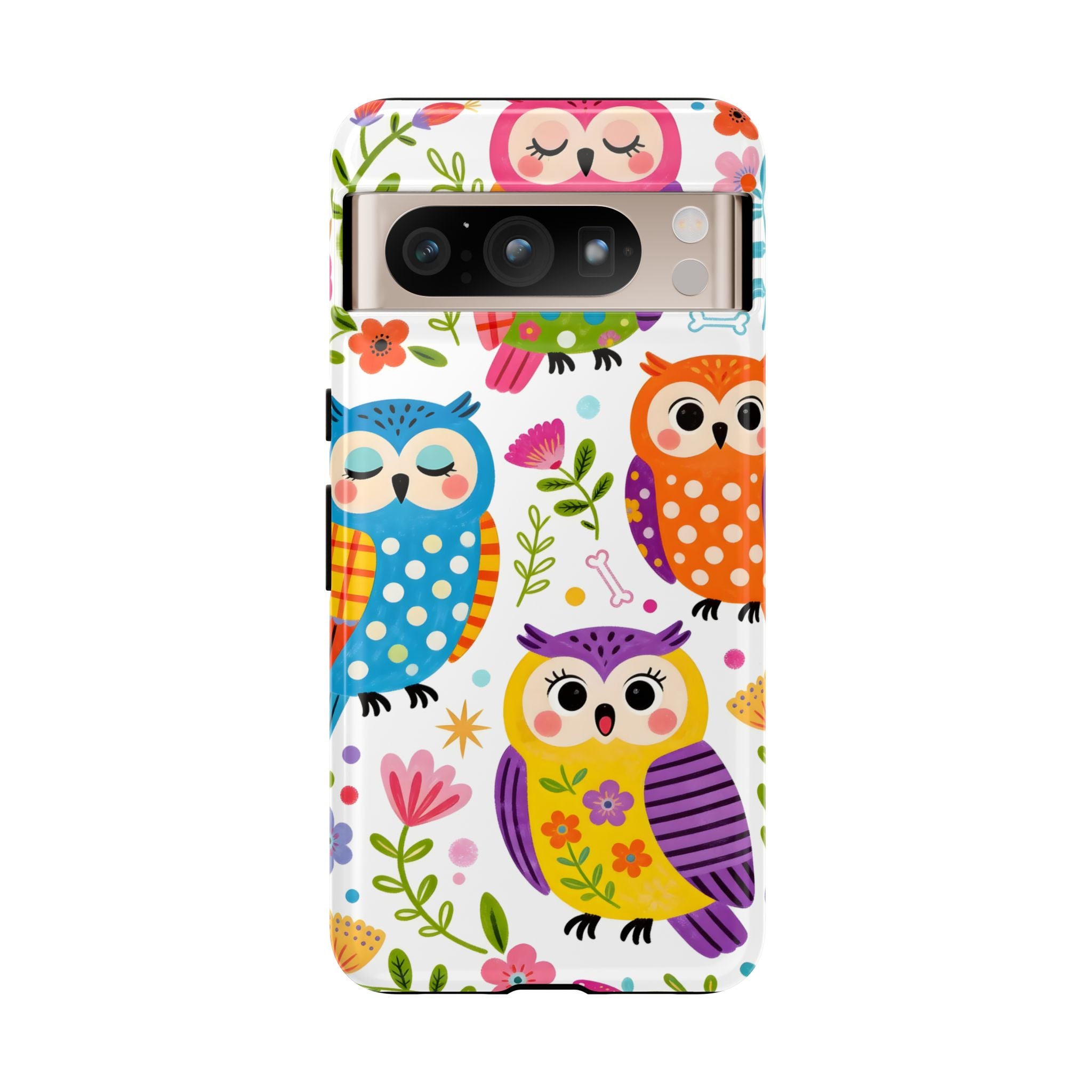 Cute Colorful Owls Google Pixel Phone Case | Cute Owl Pattern Tough Case