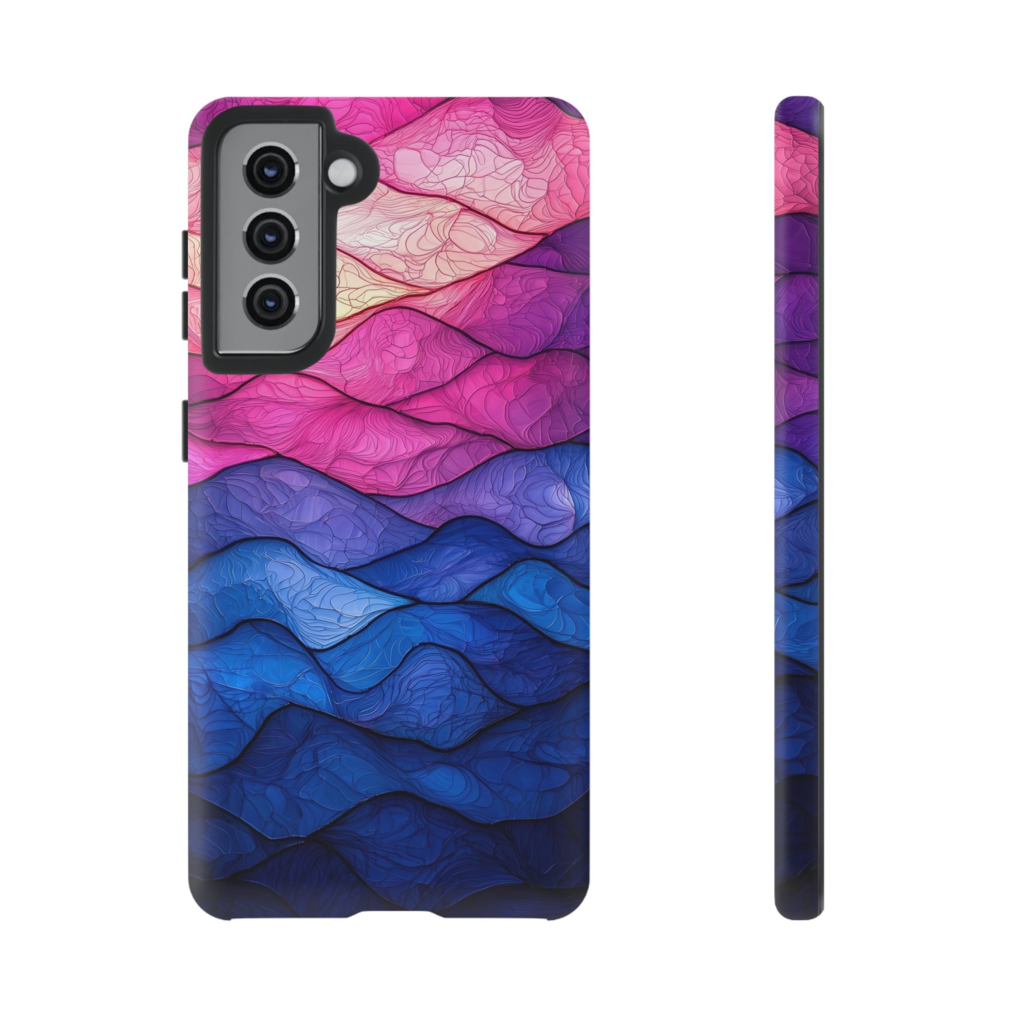 Abstract Ocean Waves Samsung Galaxy Case — Pink & Blue Gradient Tough Case