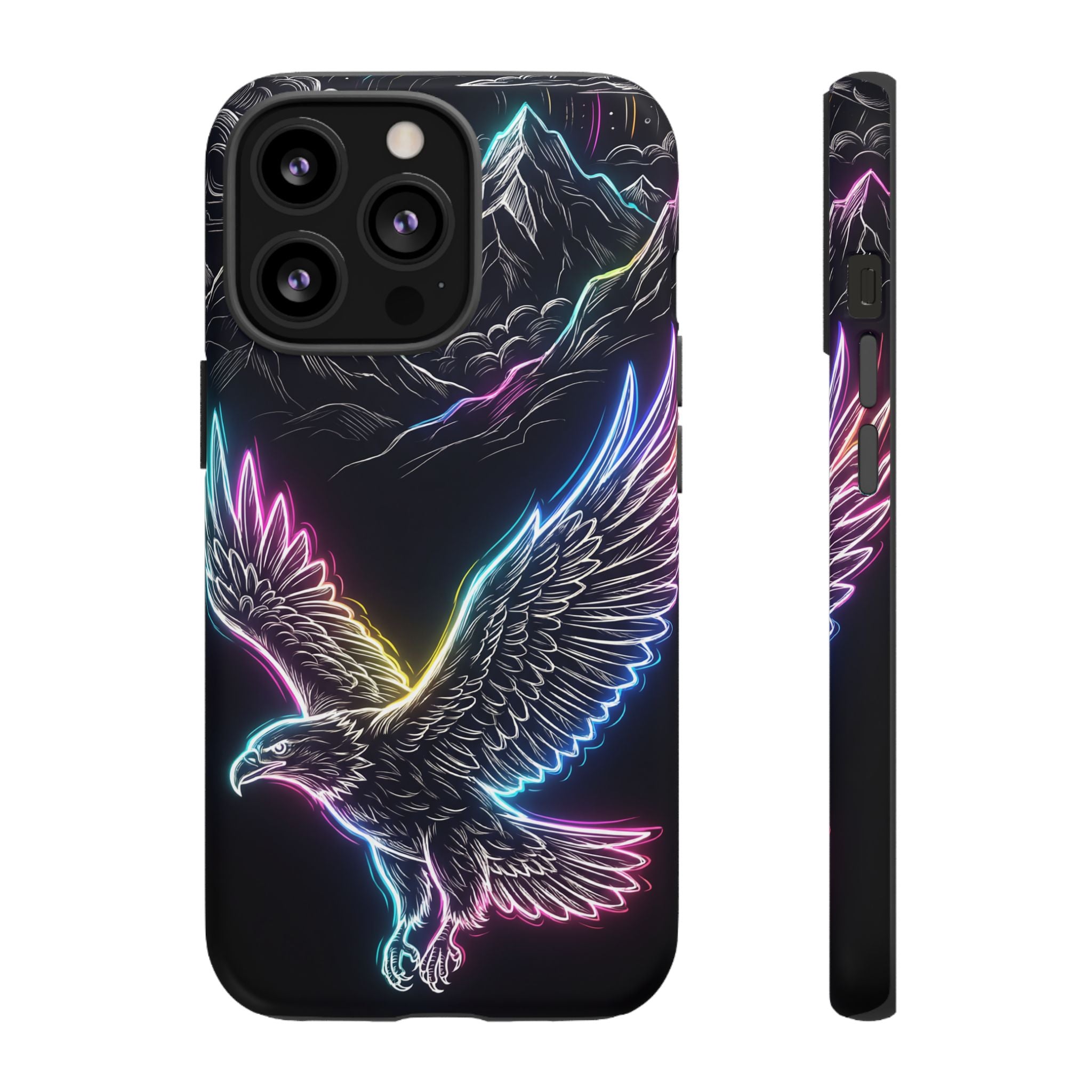 Neon Eagle iPhone Case with Mountain Design