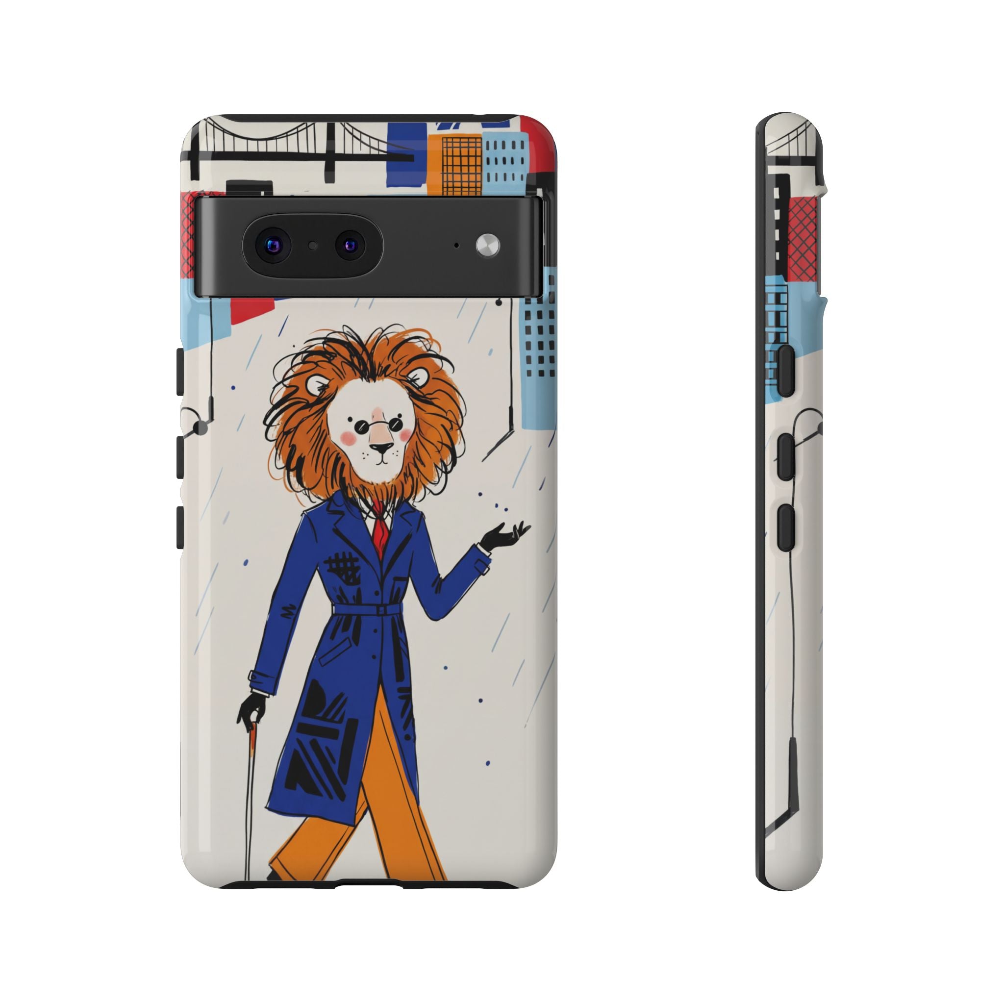 Lion Gentleman Google Pixel Phone Case | Dapper Lion in City Rain