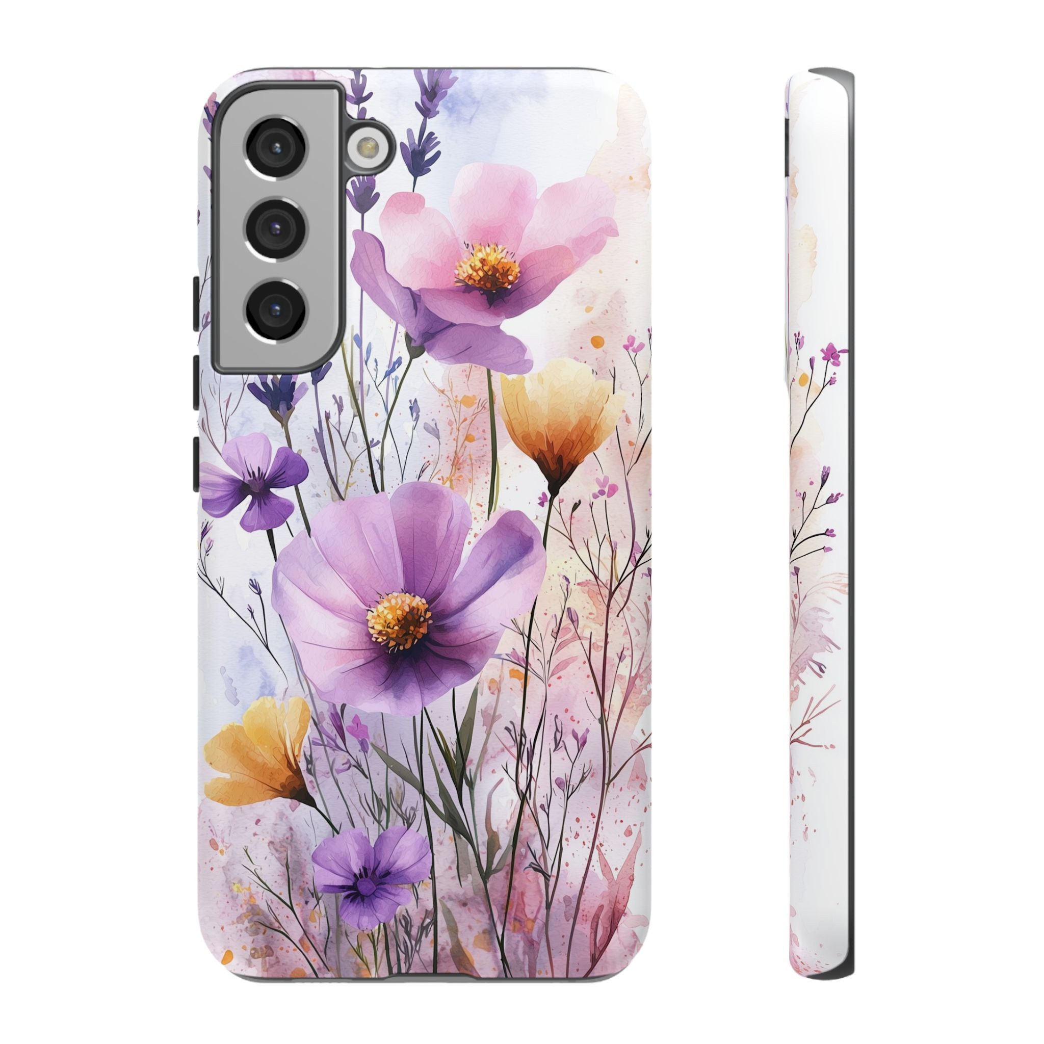 Floral Watercolour Tough Samsung Galaxy Case | Purple & Yellow Wildflowers