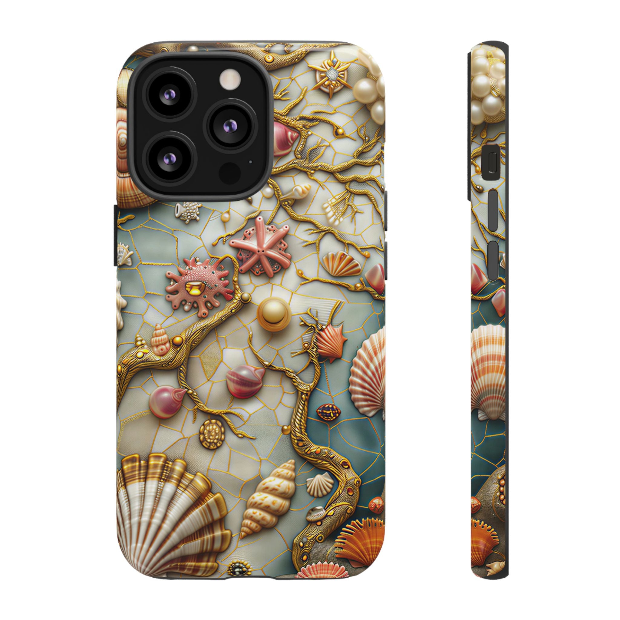 Decorative Seashell & Pearl Beach Design iPhone Case