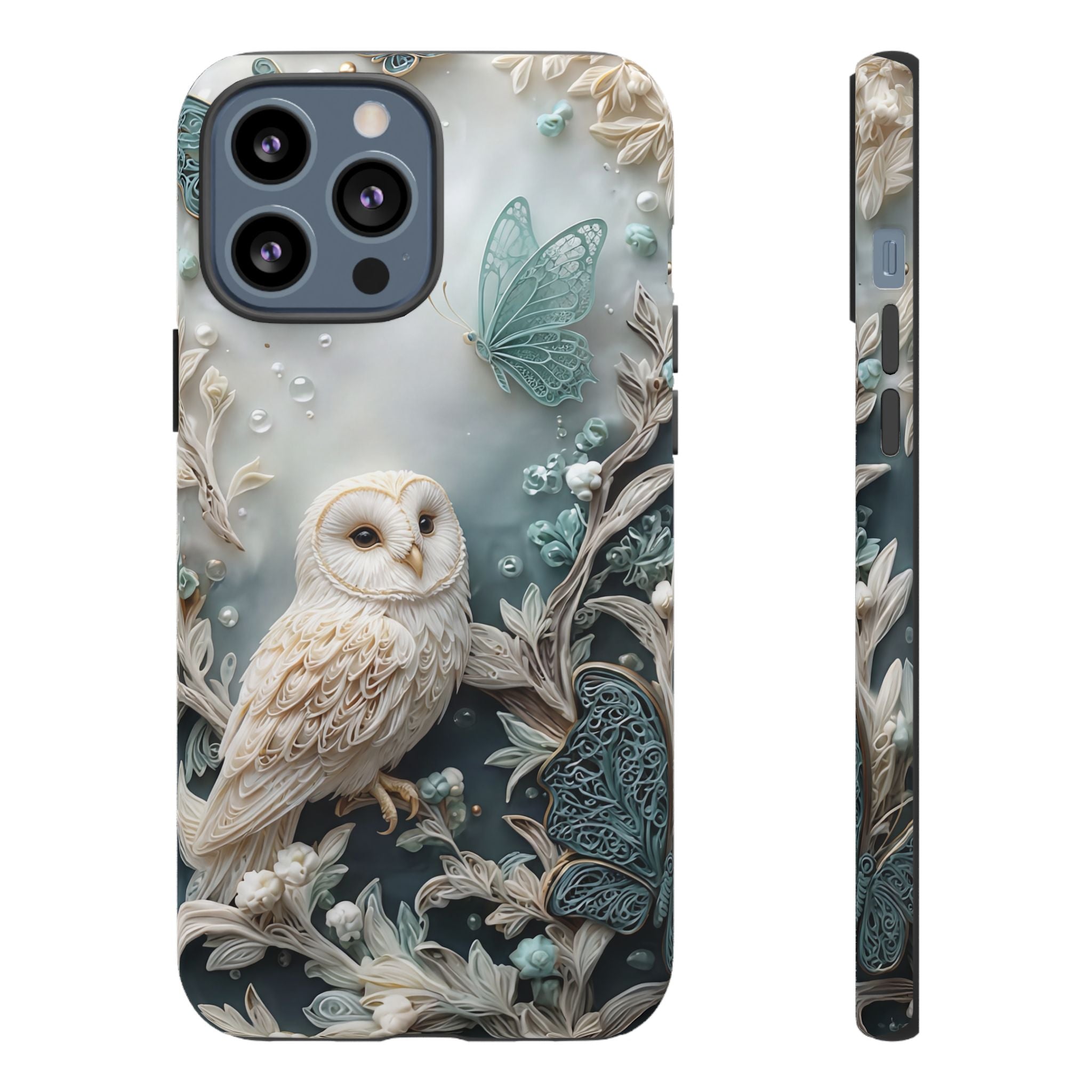 Barn Owl & Butterflies Tough iPhone Case