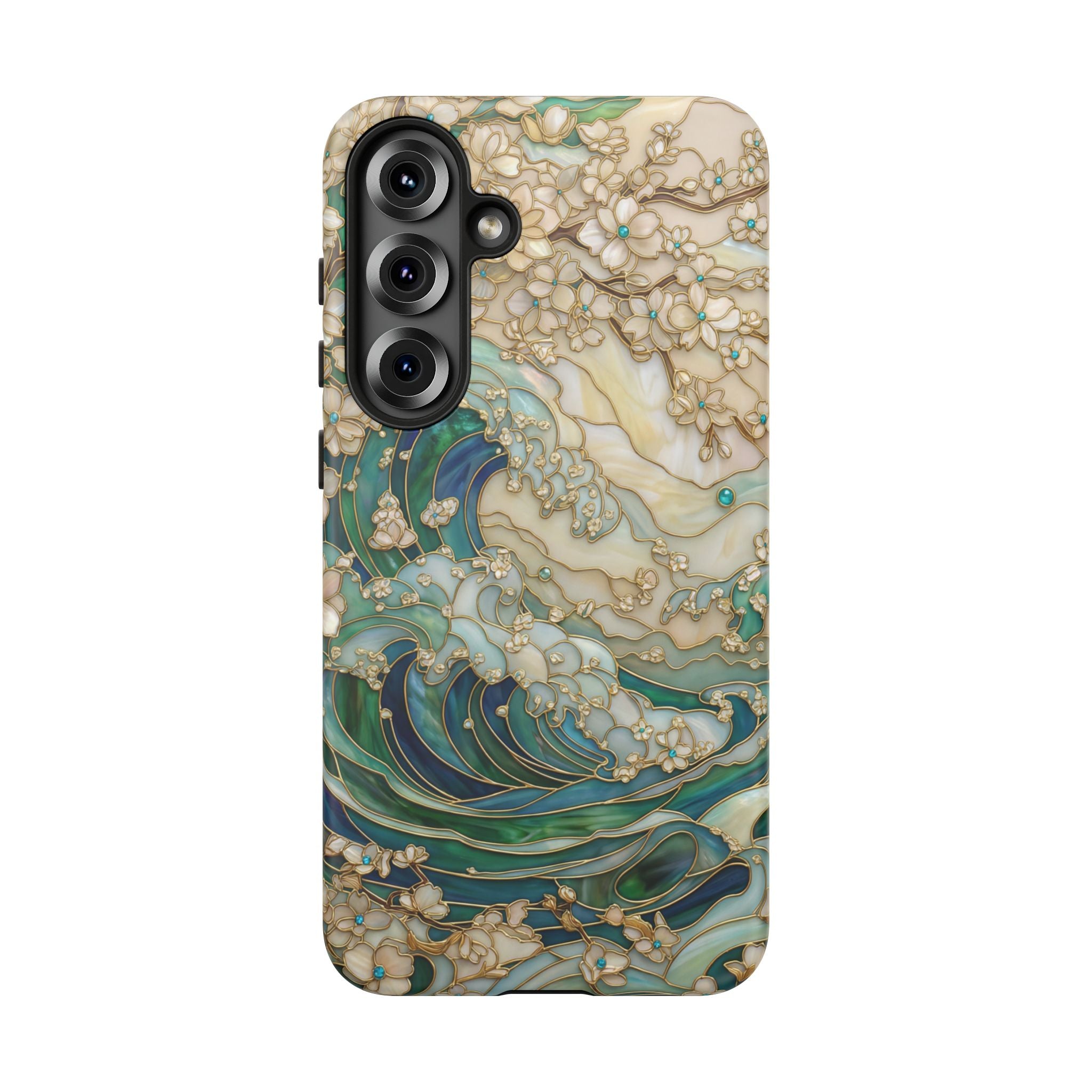 Elegant Ocean Wave Floral Art Samsung Galaxy Case