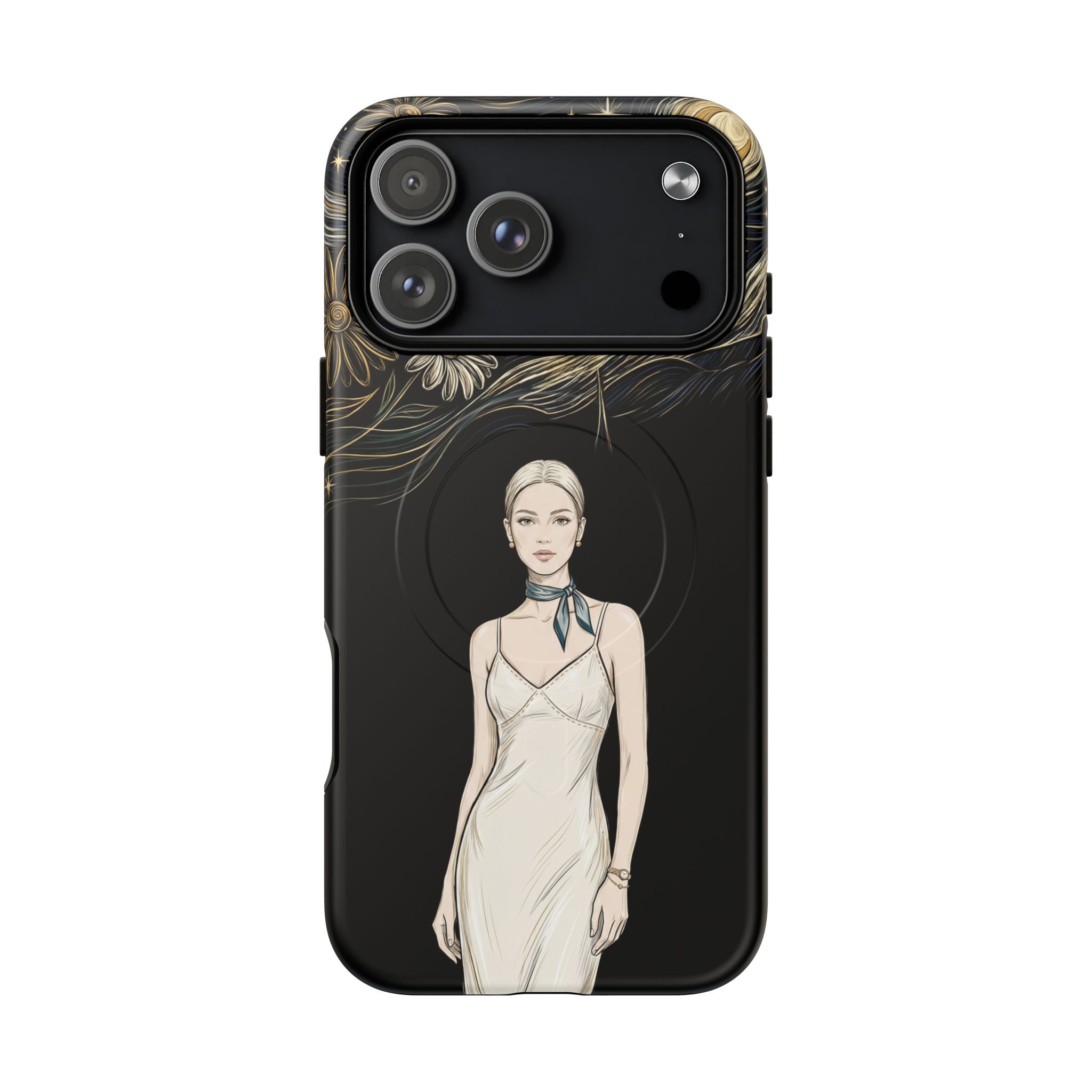 Starry Night Fashion MagSafe iPhone Case | Elegant Woman Illustration