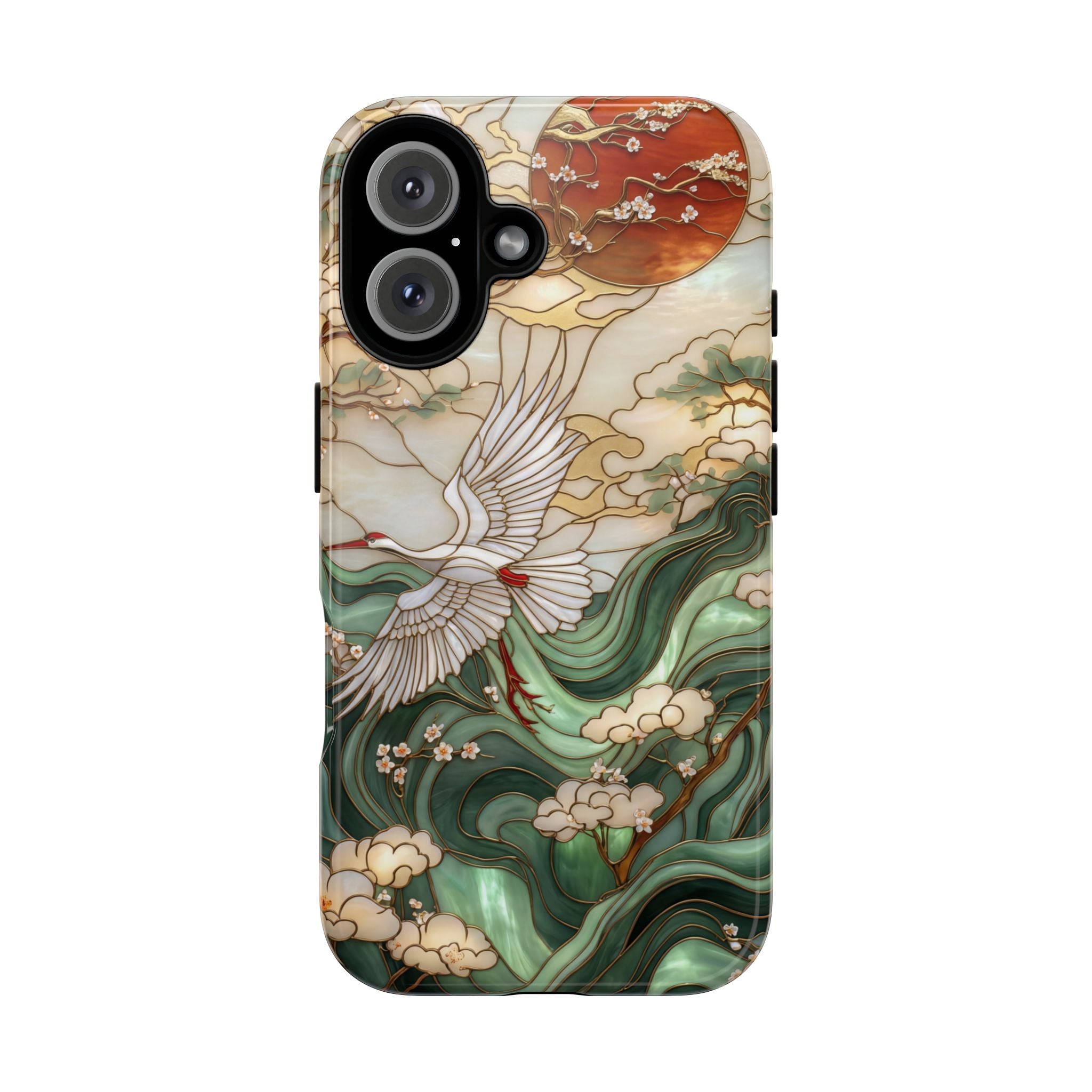 Cranes & Waves Protective iPhone Case | Japanese-Inspired Art Phone Cover