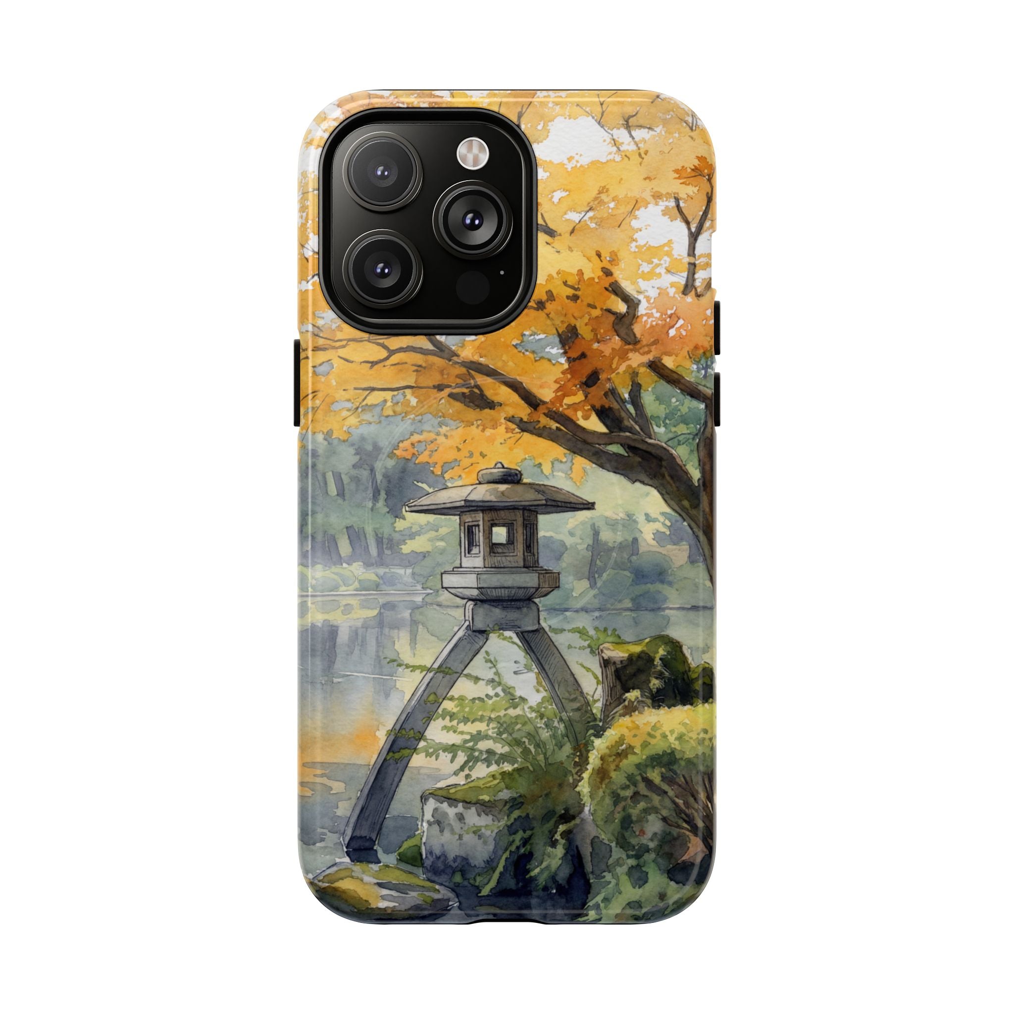 Autumn Japanese Garden MagSafe iPhone Case | Scenic Lantern Fall