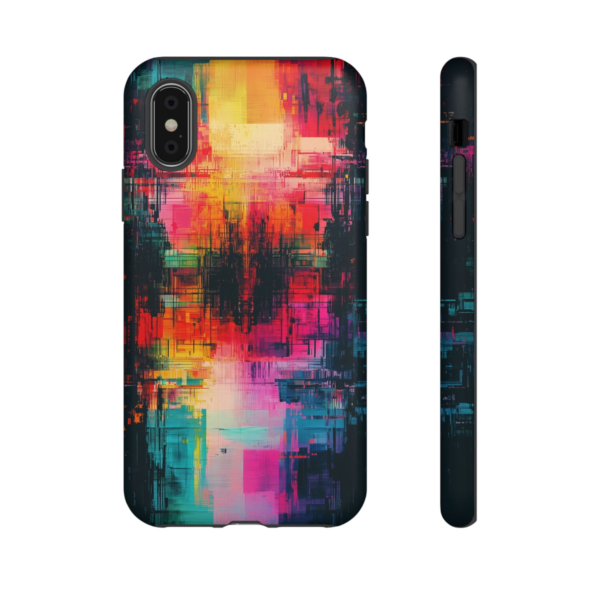 Abstract Neon Glitch Art Tough iPhone Case